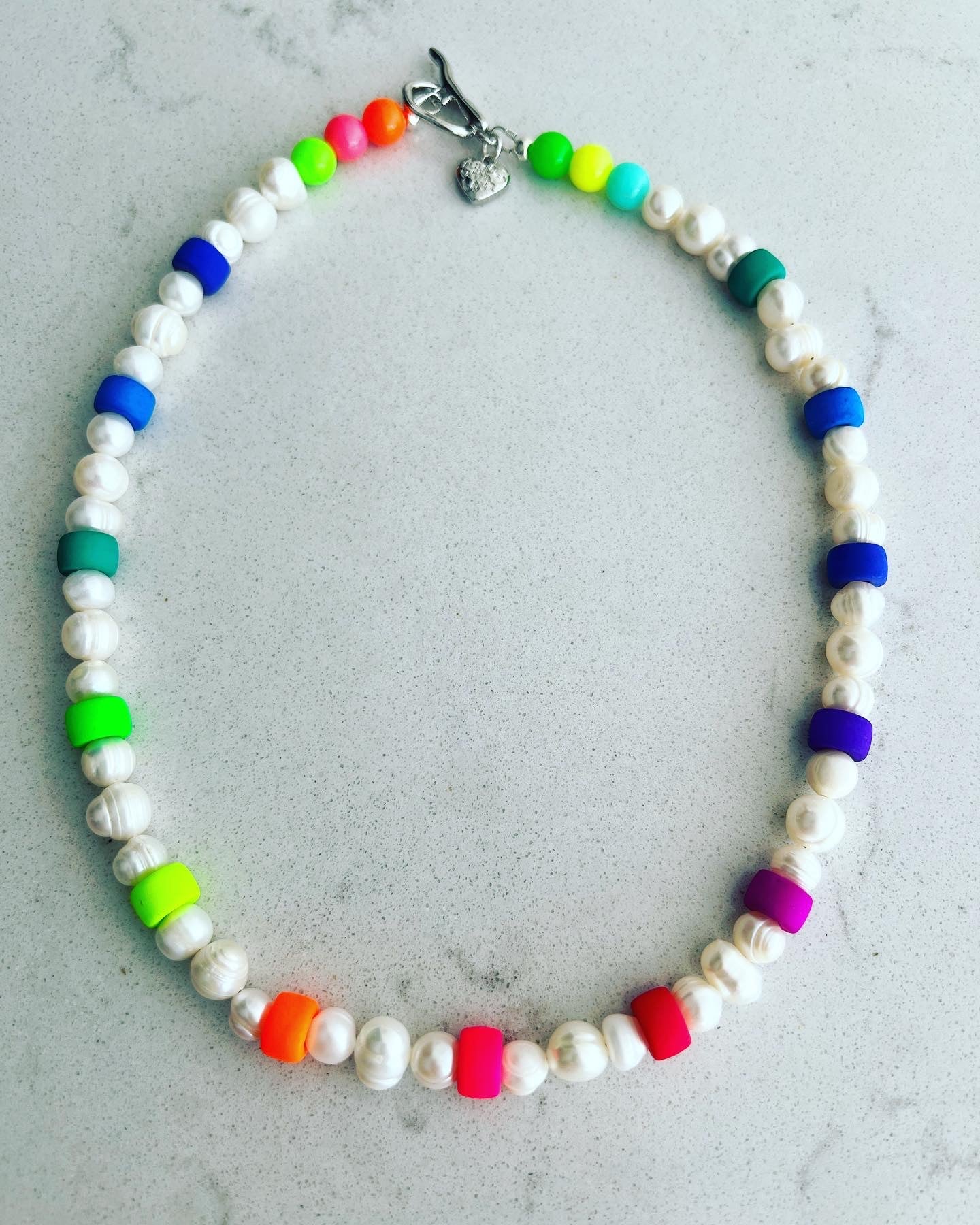 Neon Czech Pony Bead & Pearl Necklace & Bracelet Set🦄