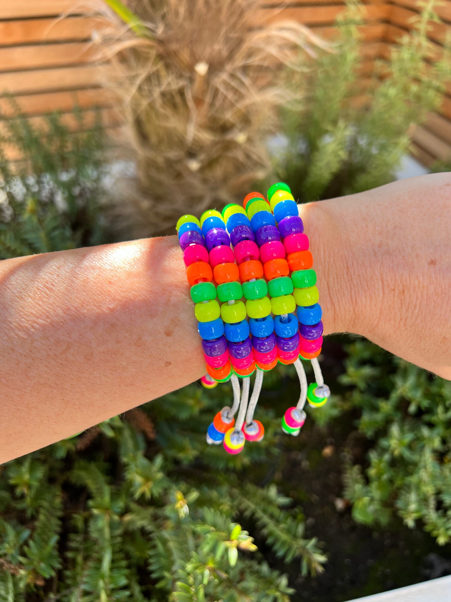 Neon Beaded Necklace & Bracelet Set