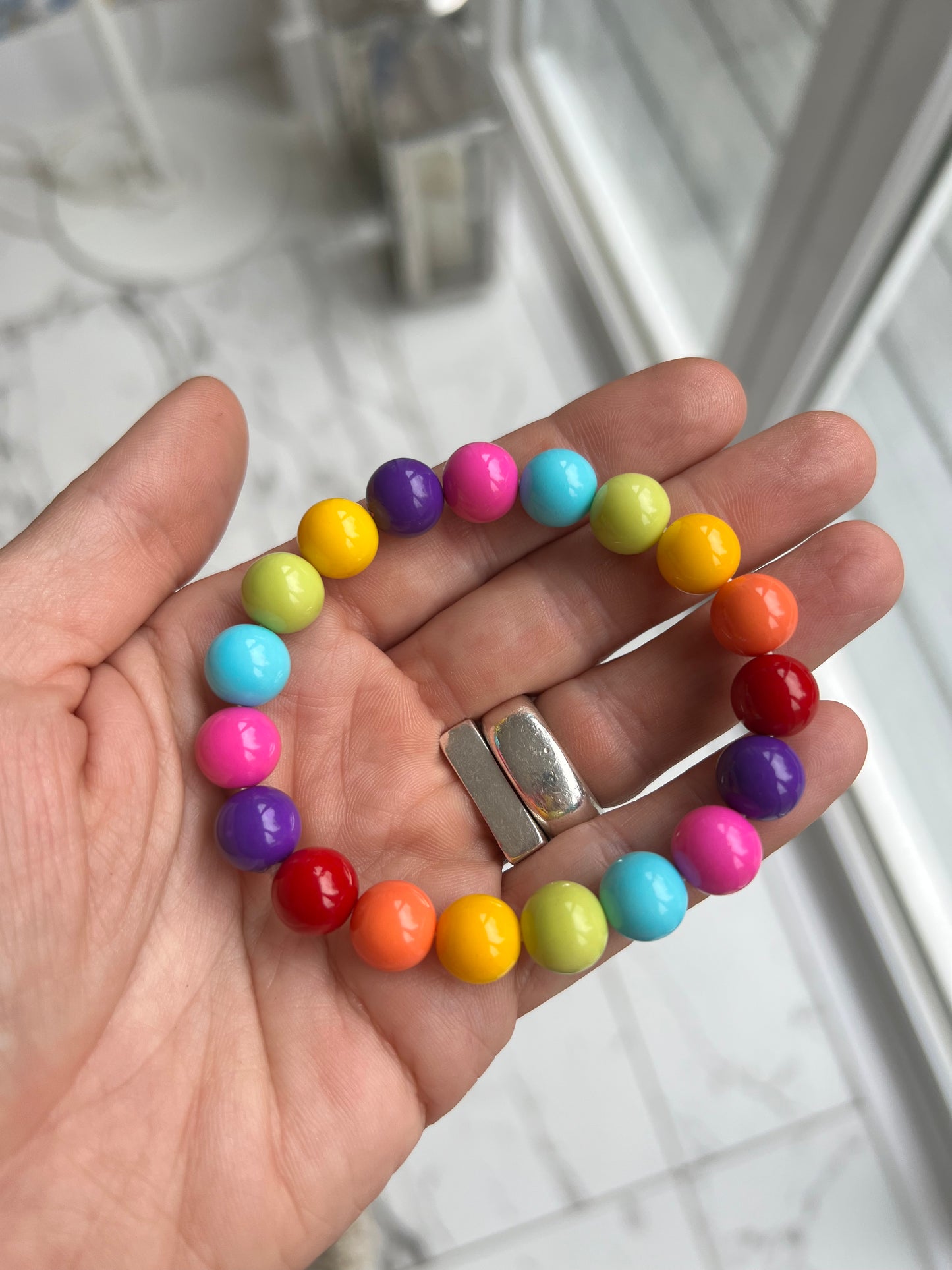 Rainbow Gumball Beaded Bracelet