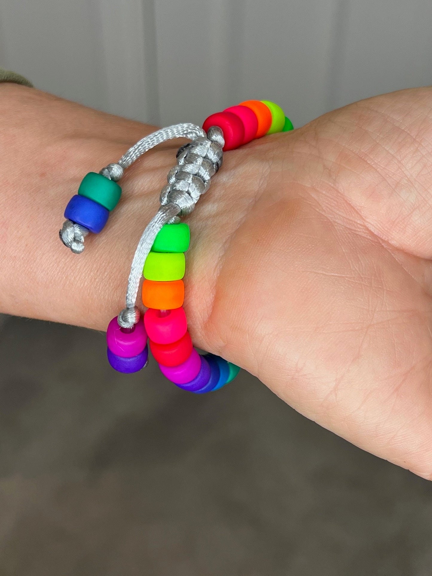 Matte Neon Czech Glass Pony Bead Bracelet