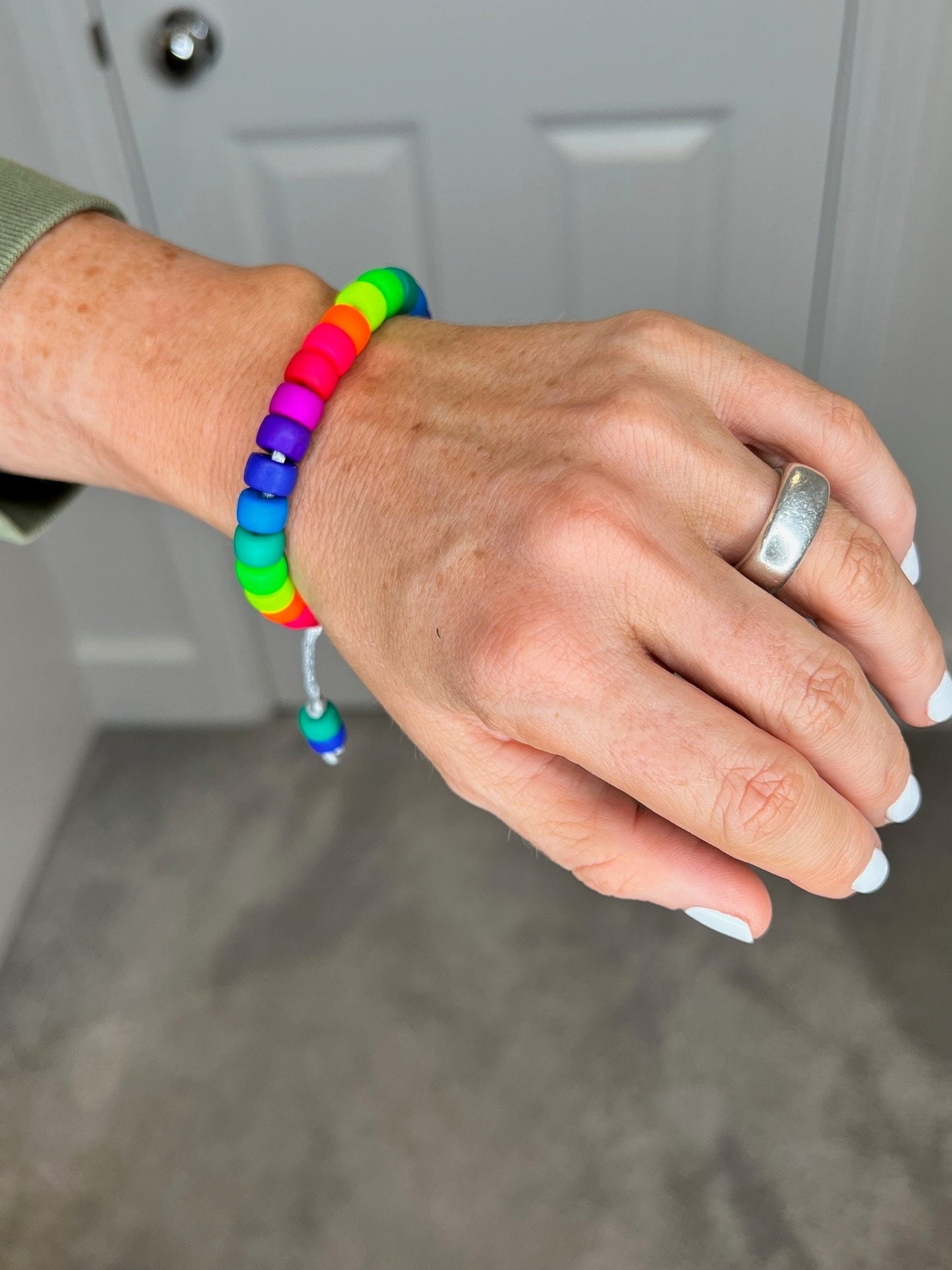 Matte Neon Czech Glass Pony Bead Bracelet