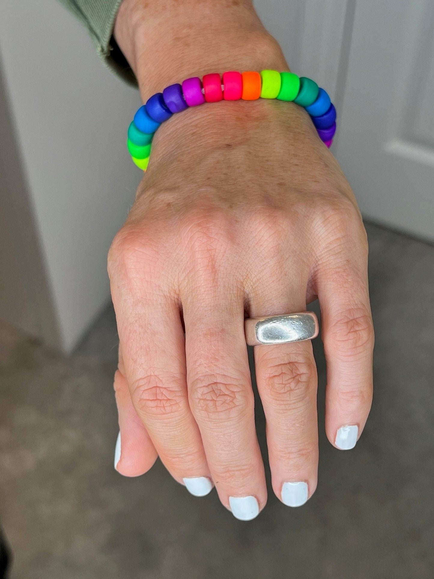 Matte Neon Czech Glass Pony Bead Bracelet
