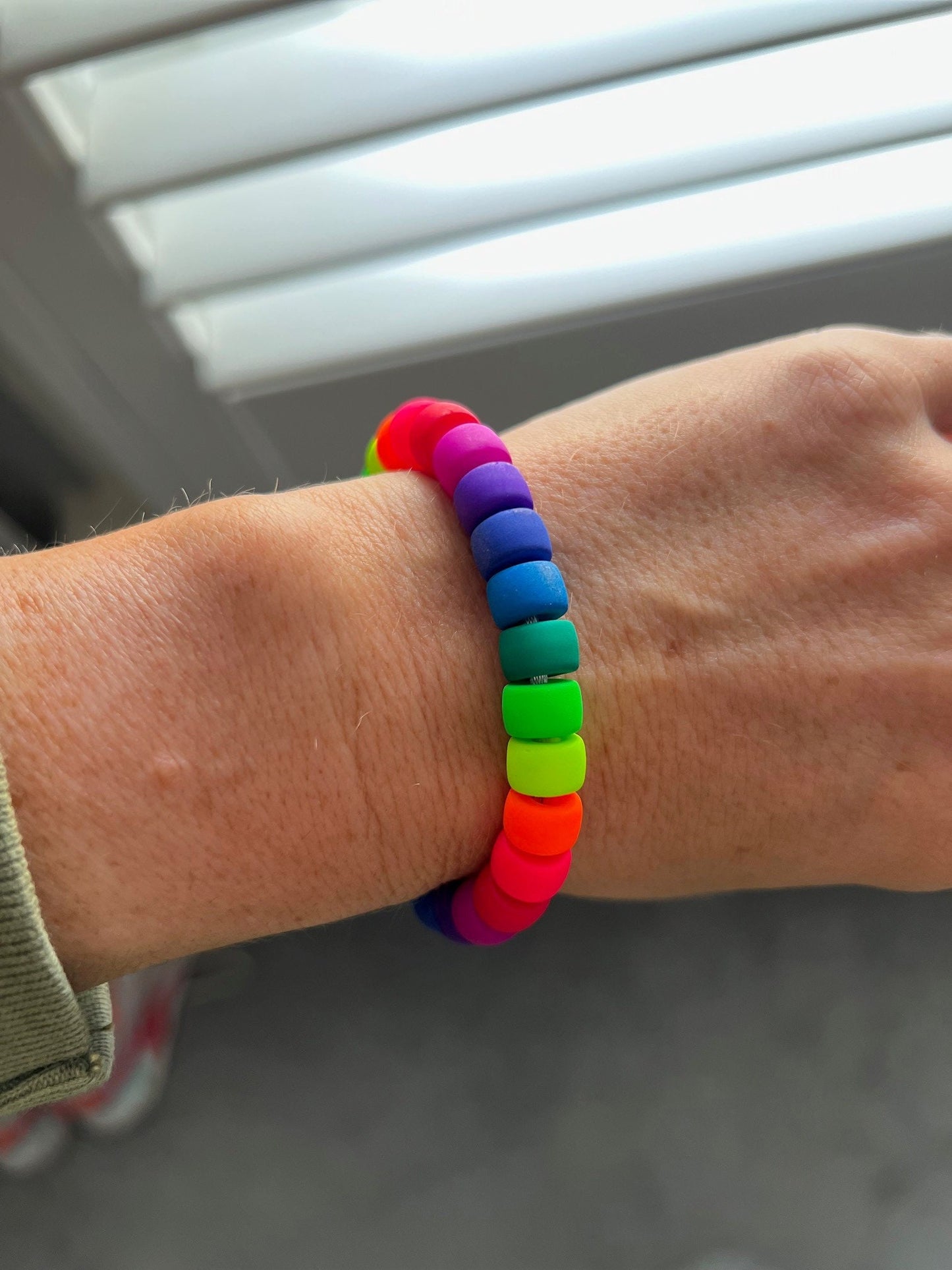 Matte Neon Czech Glass Pony Bead Bracelet