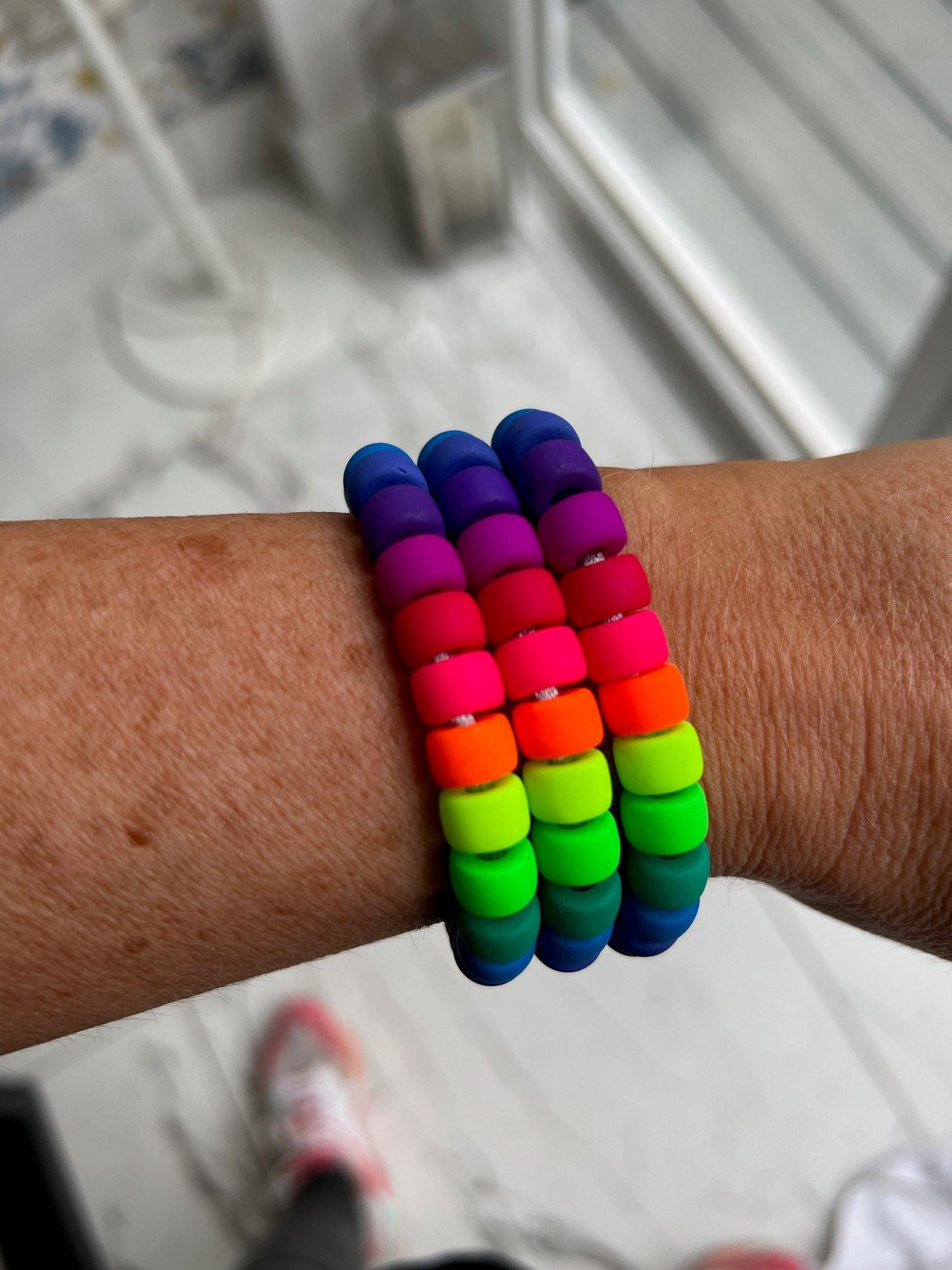 Matte Neon Czech Glass Pony Bead Bracelet