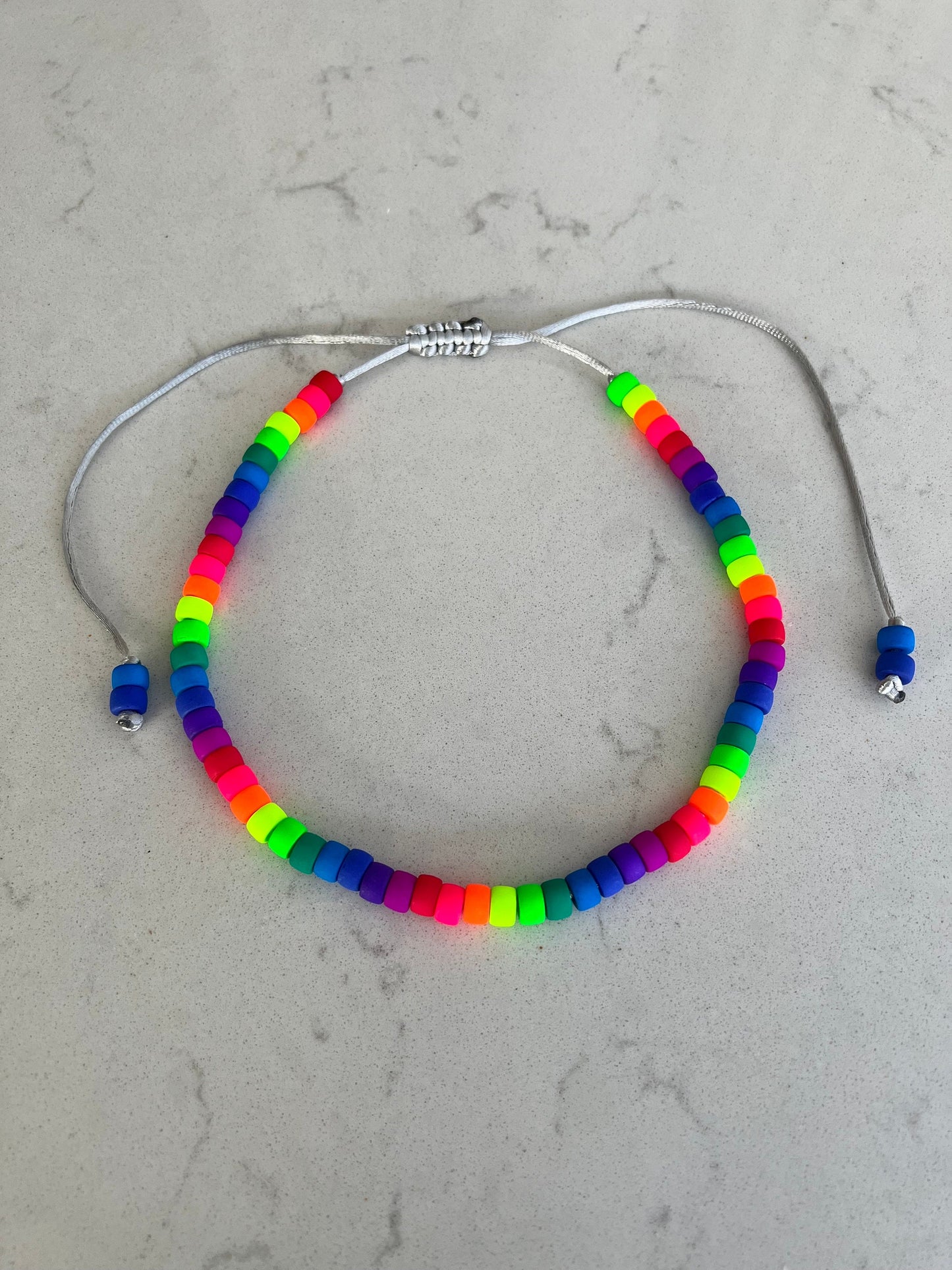 Matte Neon Czech Glass Pony Bead Necklace