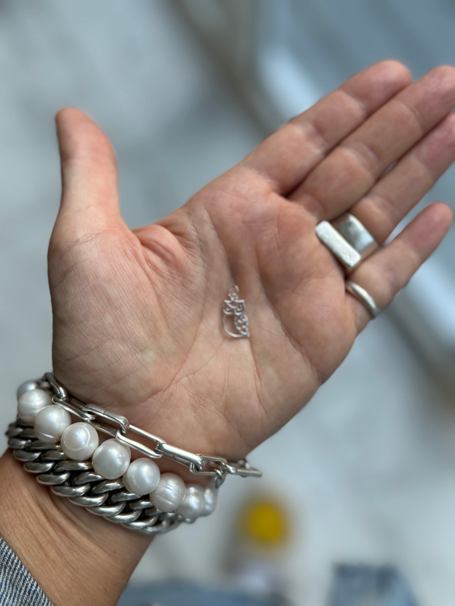 Sterling Silver Outline Owl Charm