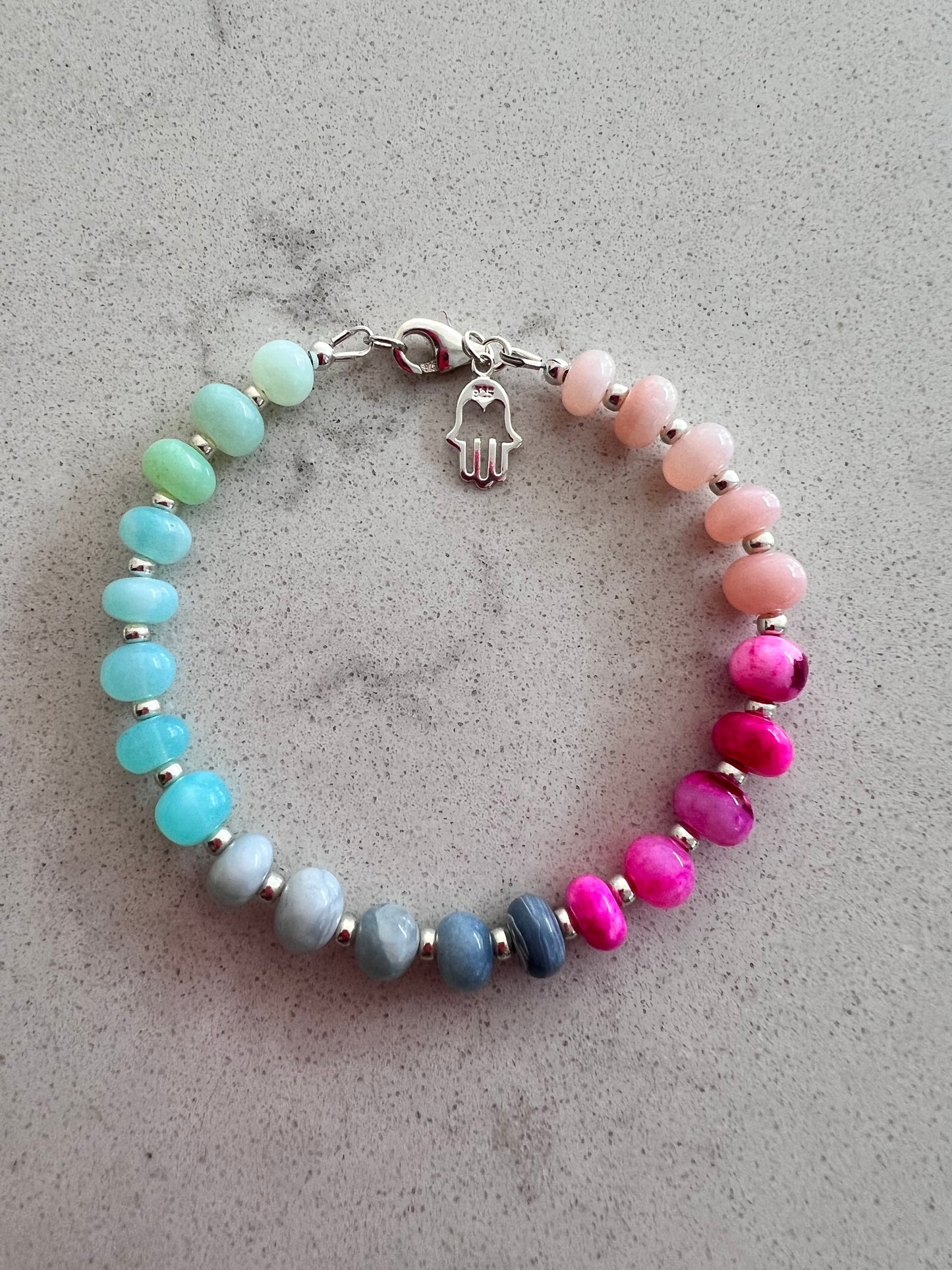 Ombré Opal Bracelet with Hamsa Charm