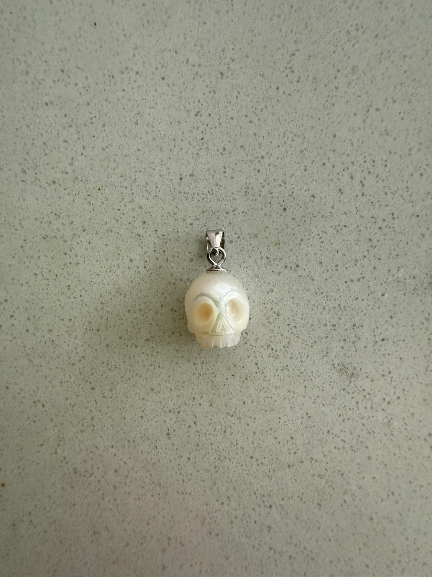 Hand Carved Skull Freshwater Pearl Pendant