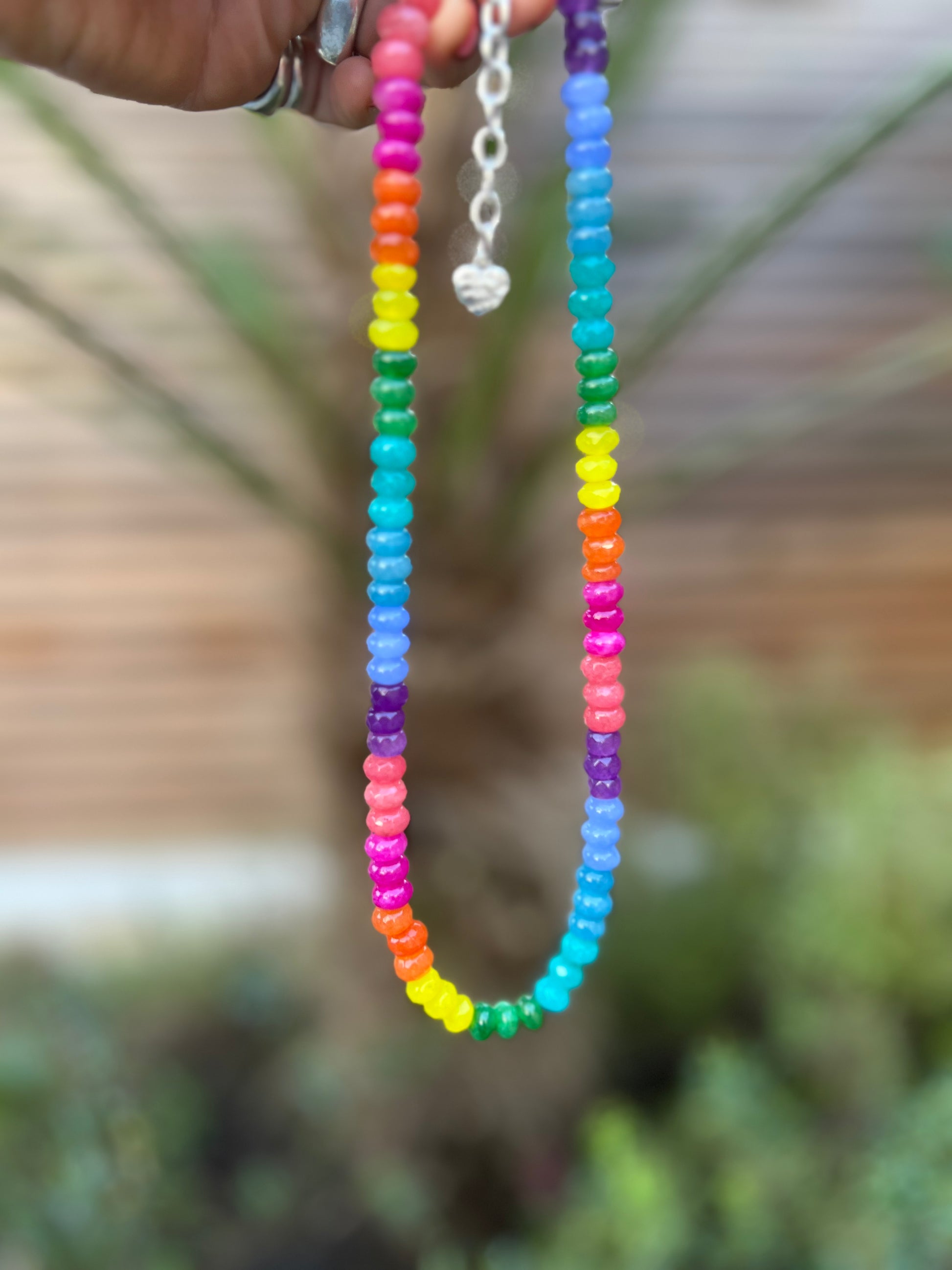 Rainbow Jade Beaded Necklace