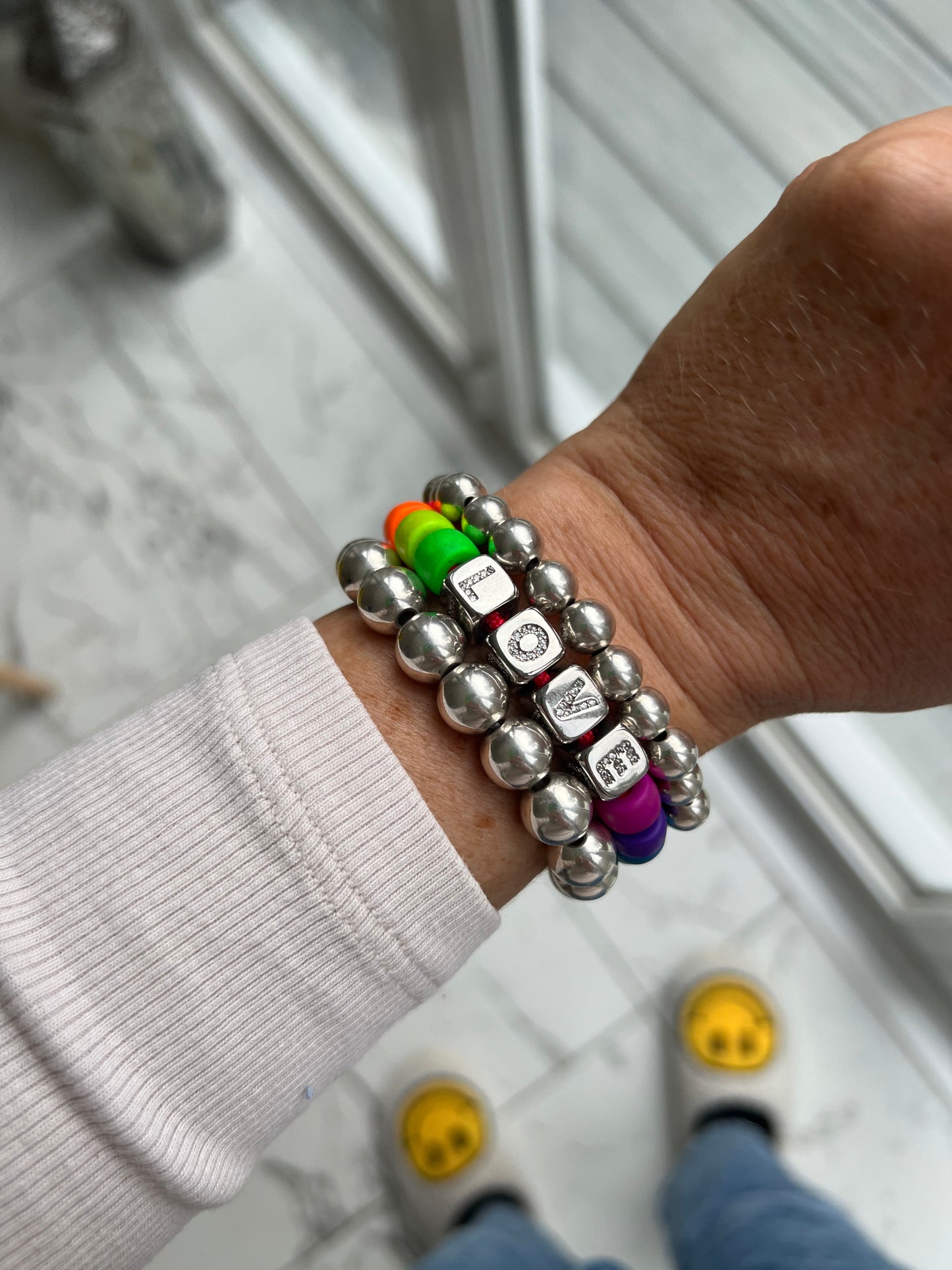 Chunky Stretch Silver Ball Bracelet
