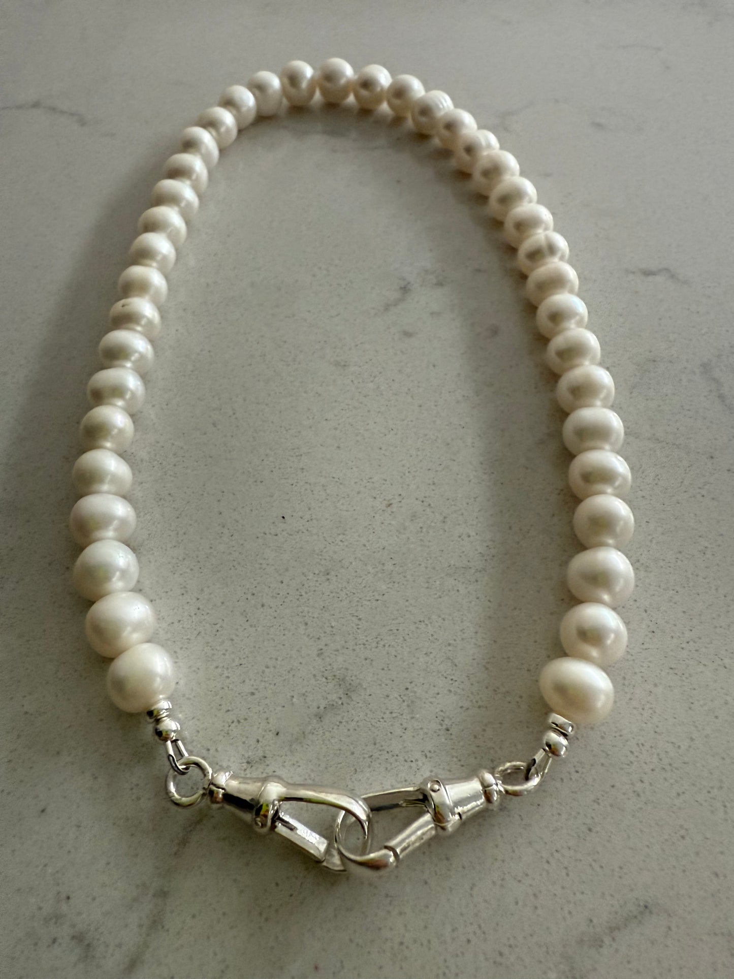Chunky Pearl Necklace with Double Albert Clasp