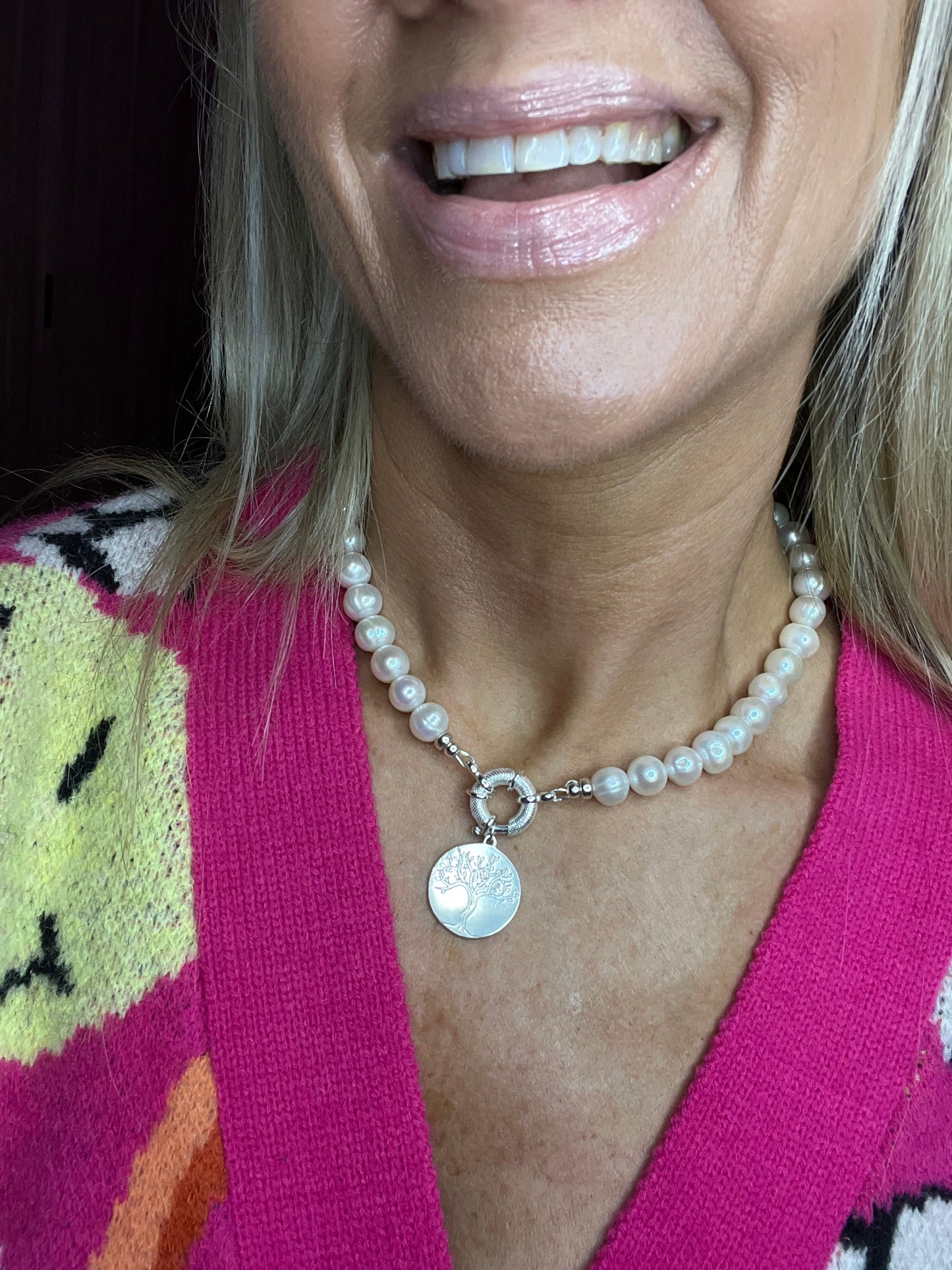 Chunky Pearl Necklace with Jumbo Clasp