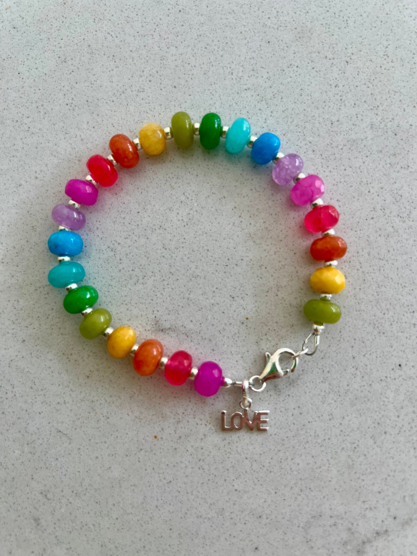 Juicy Gemstone Bracelet with Love Charm