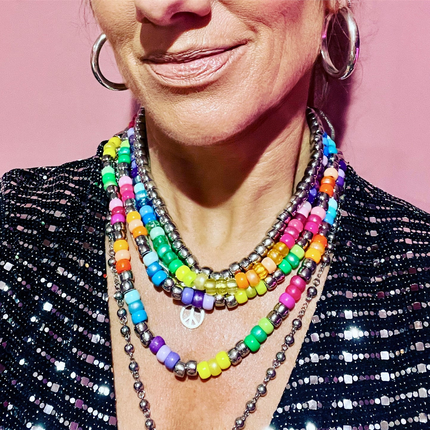 Rainbow Bling Beaded Necklace 2.0