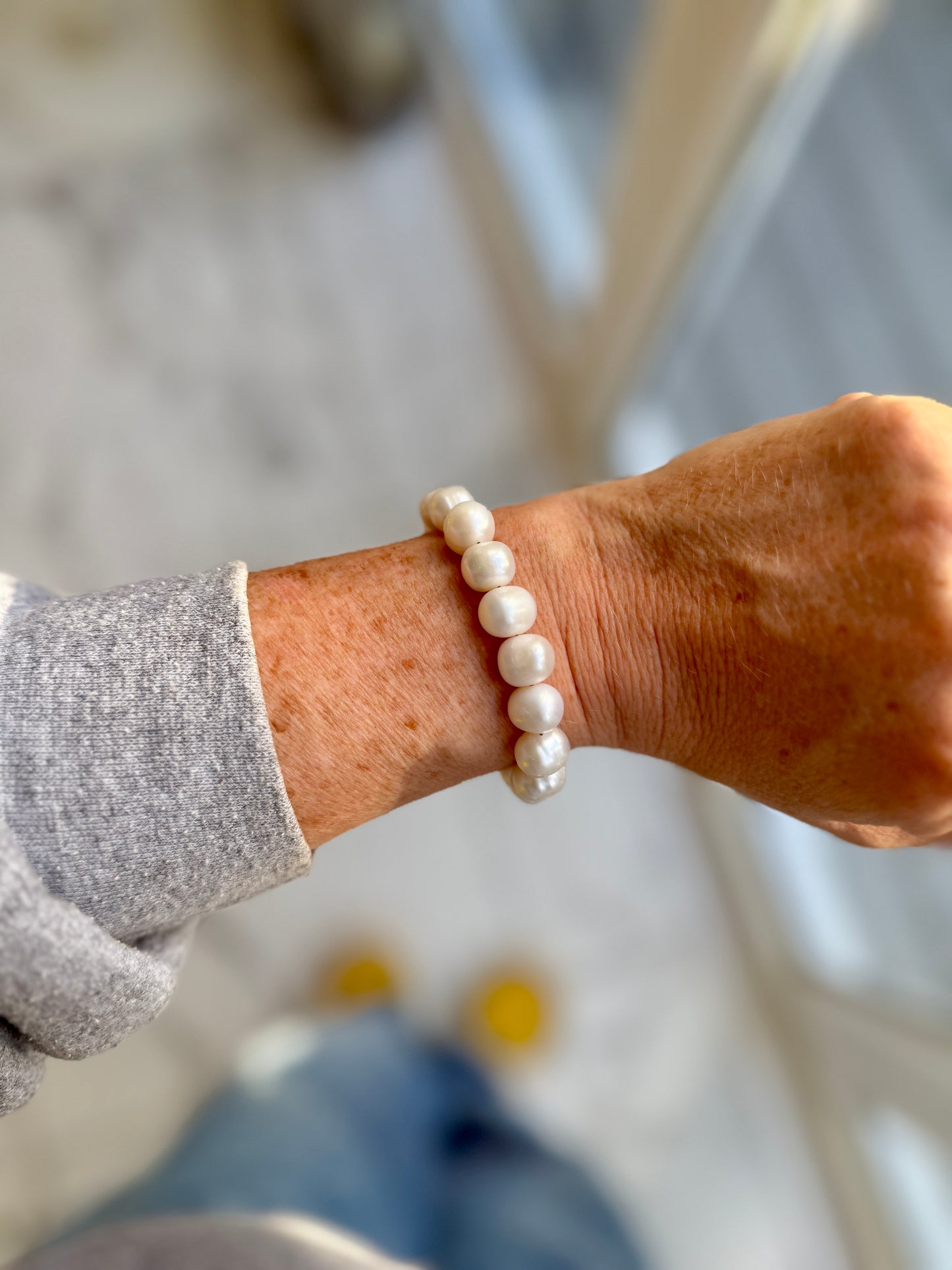 Chunky Pearl Bracelet with Sterling Silver Bolt Clasp