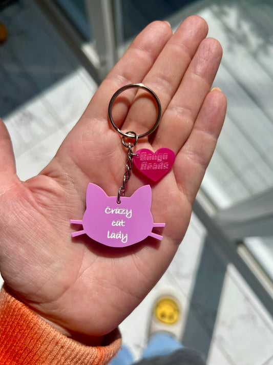 Crazy Cat Lady Key Ring (Grape)