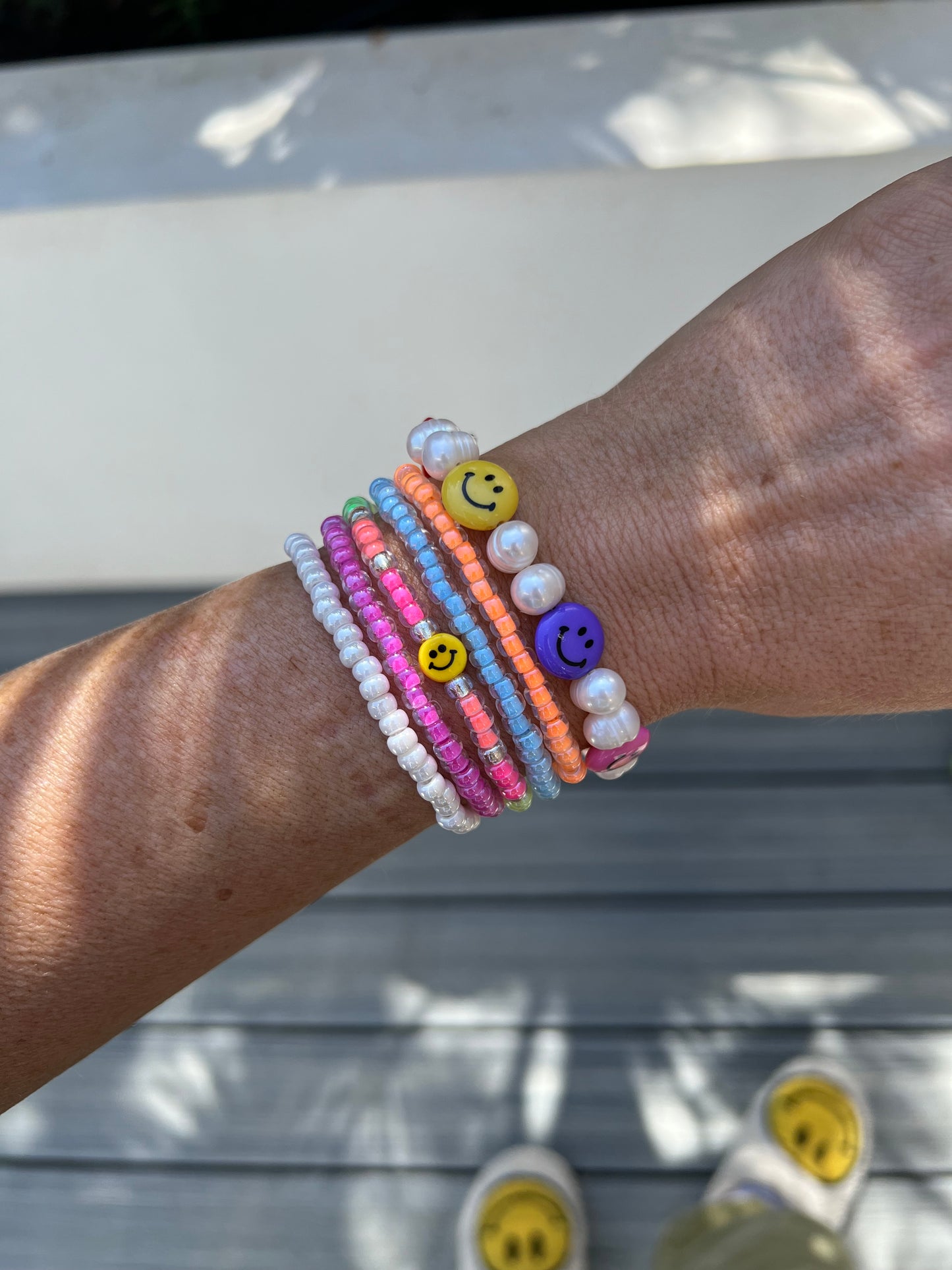 Tiny Smiley Bracelet Stack of 5