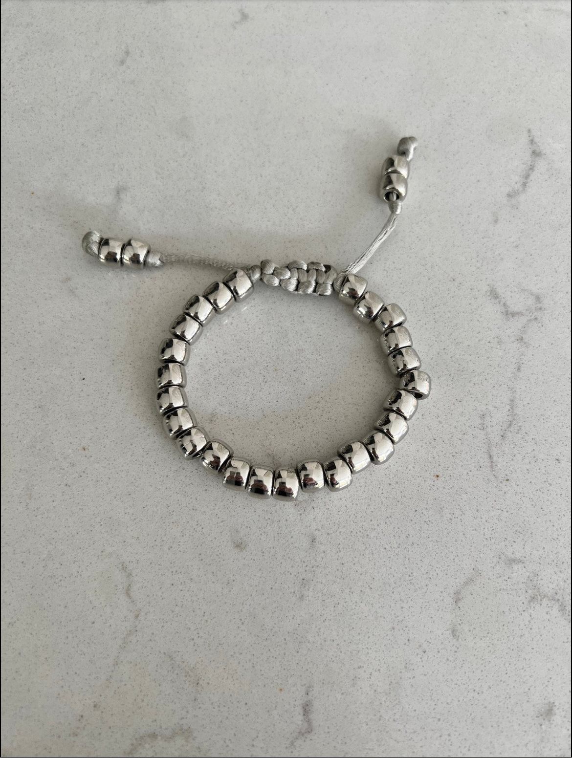 Silver Beaded Necklace & Bracelet Set