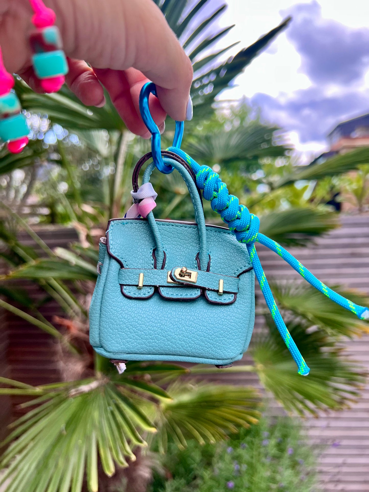 Blue Mini Birkin Bag Charm