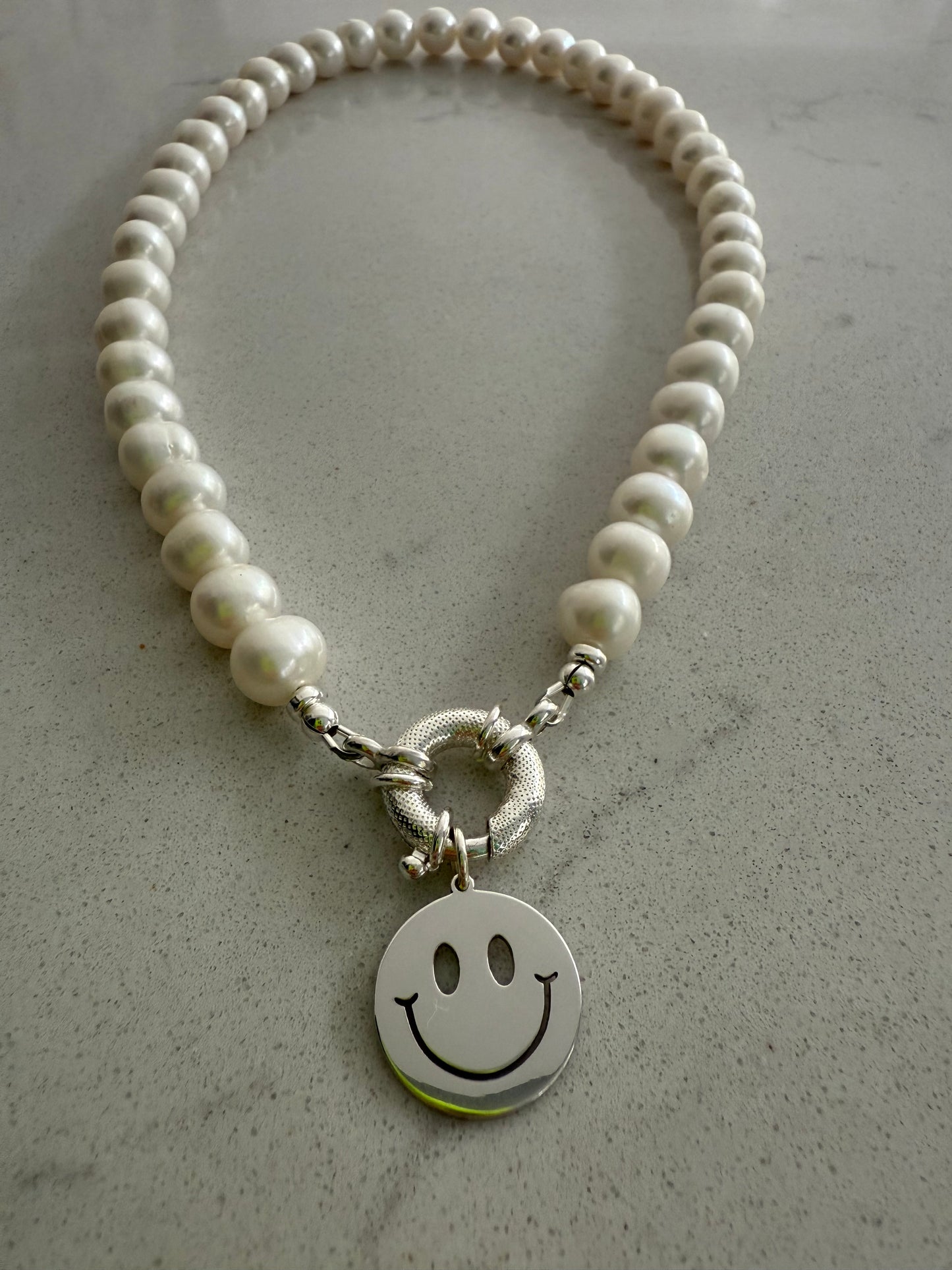 Chunky Pearl Necklace with Jumbo Clasp