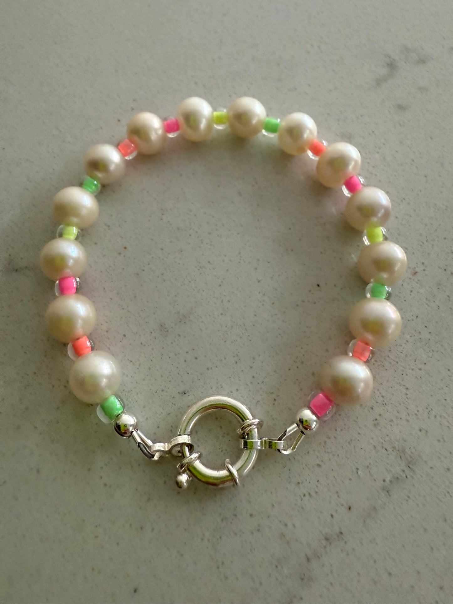 Neon Freshwater Pearl Bracelet
