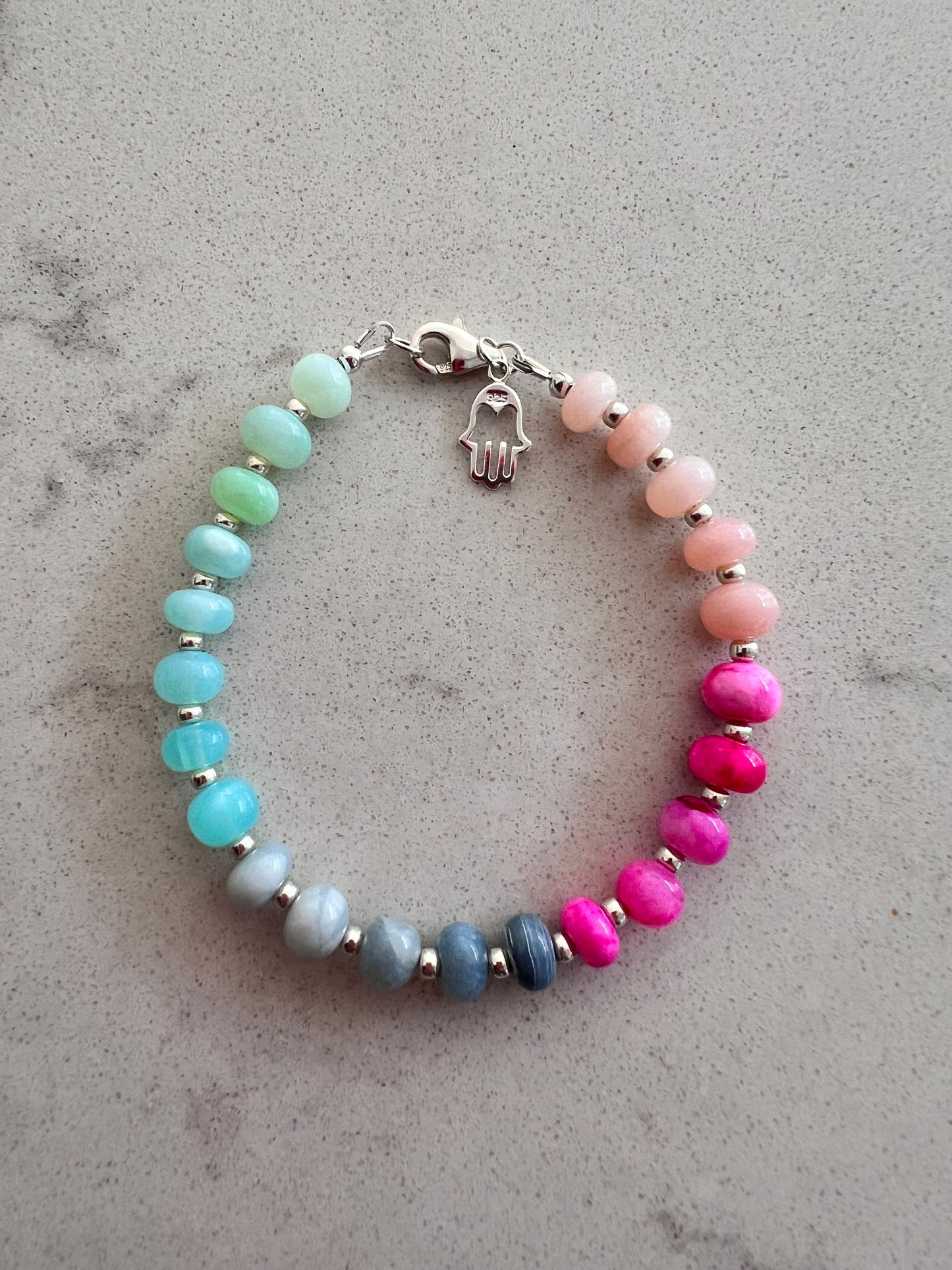 Ombré Opal Bracelet with Hamsa Charm