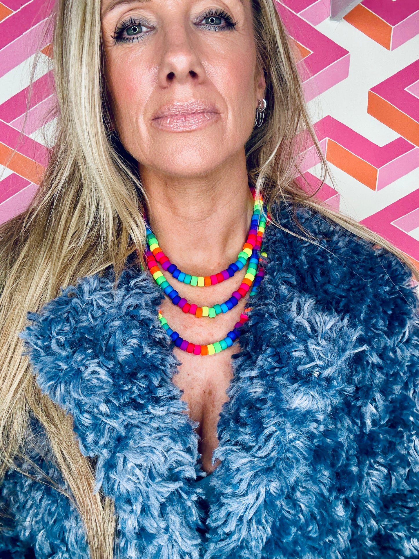 Matte Neon Czech Glass Pony Bead Necklace