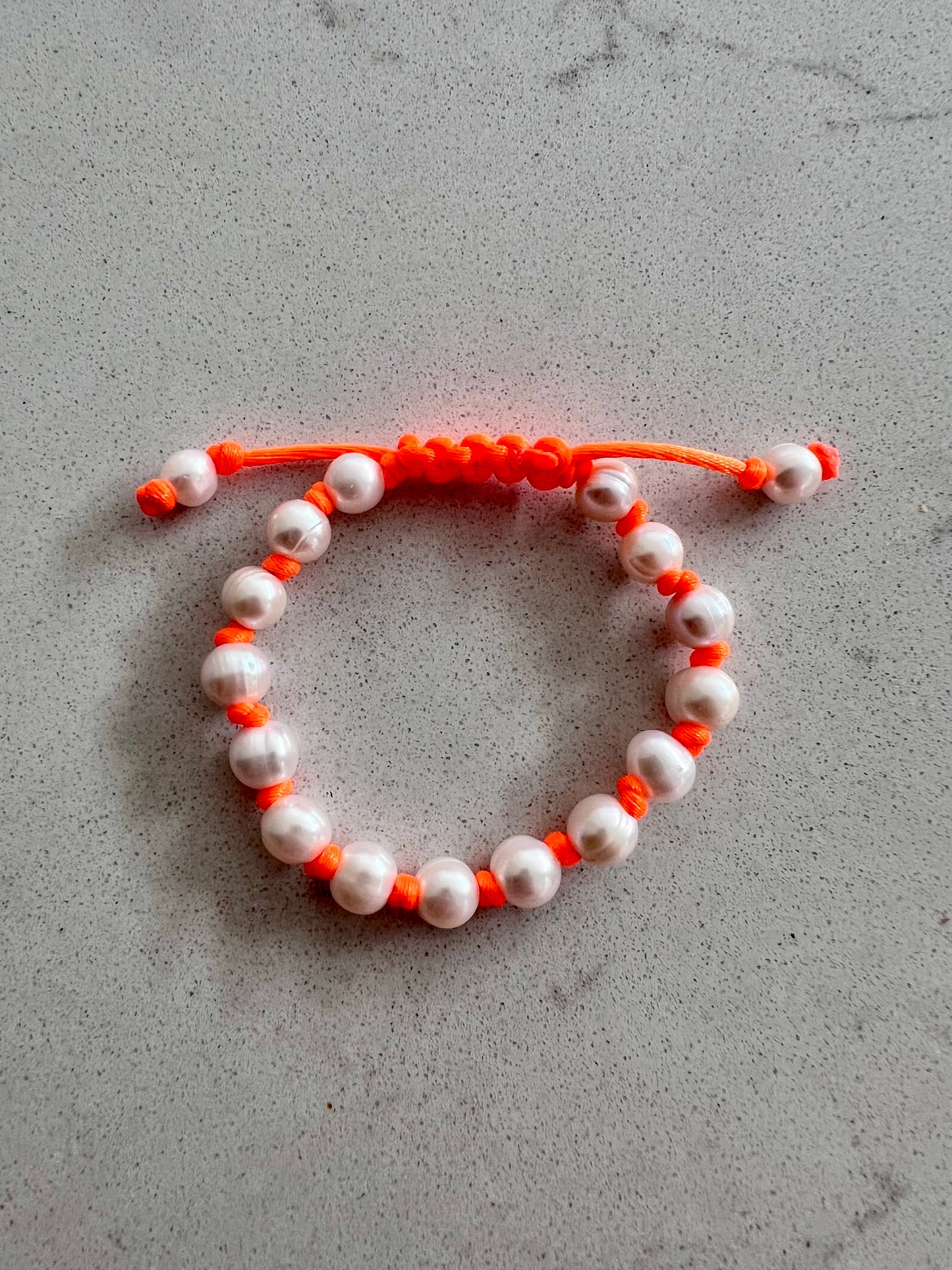Neon Hand Knotted Pearl Bracelet