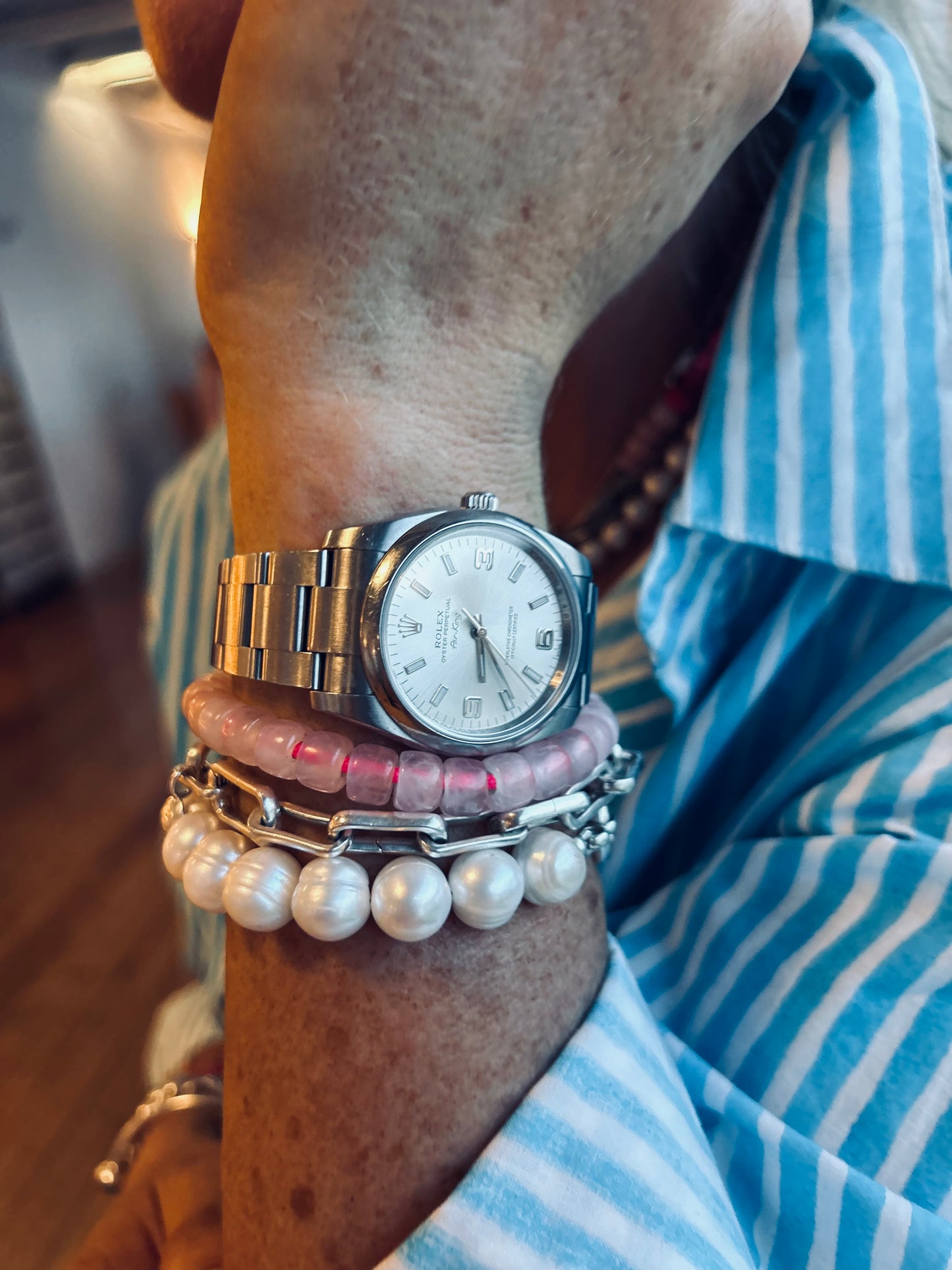 XL Chunky Pearl Bracelet with Sterling Silver Bolt Clasp