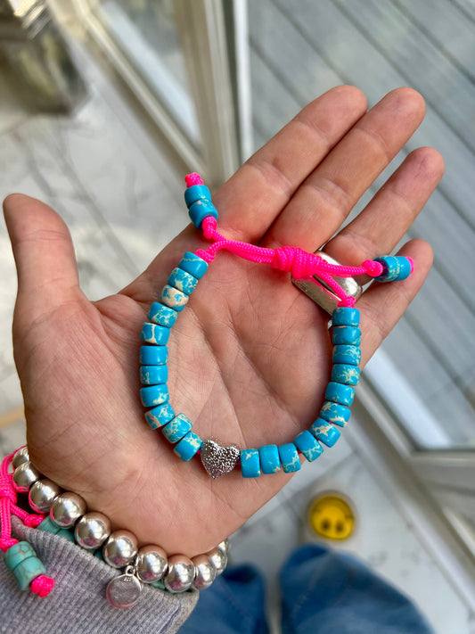 Blue Jasper Heart Gemstone Bracelet