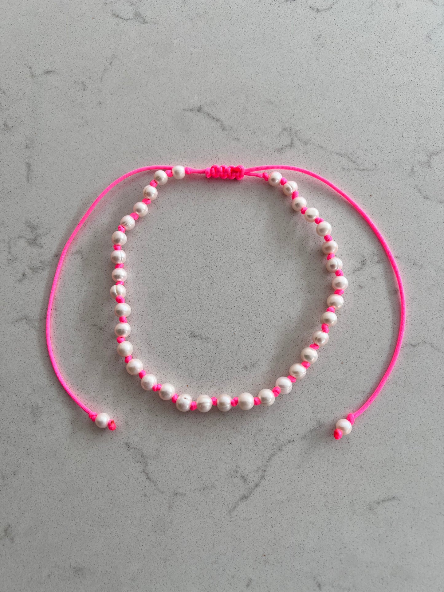 Neon Hand Knotted Pearl Necklace