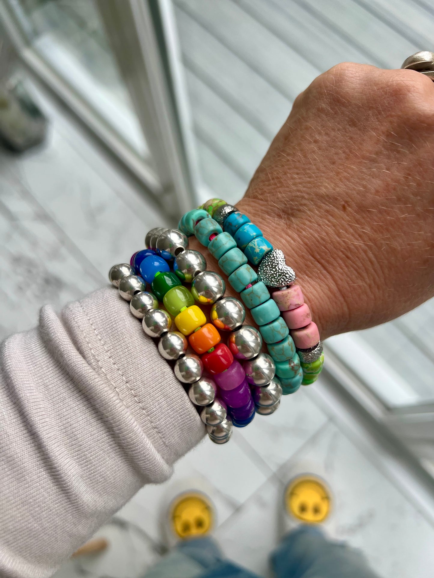 Chunky Stretch Silver Ball Bracelet