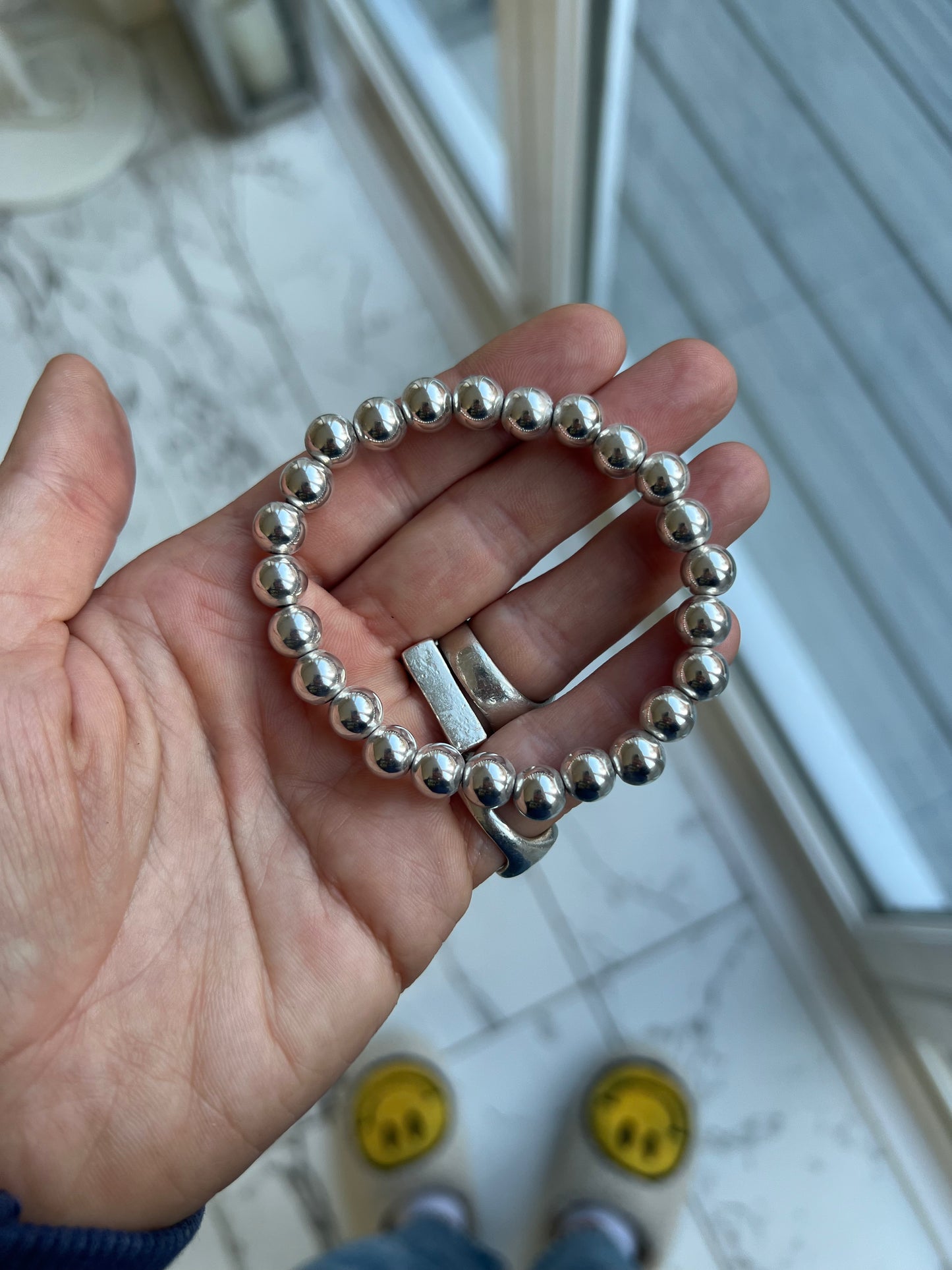 Stretchy Silver Ball Bracelet