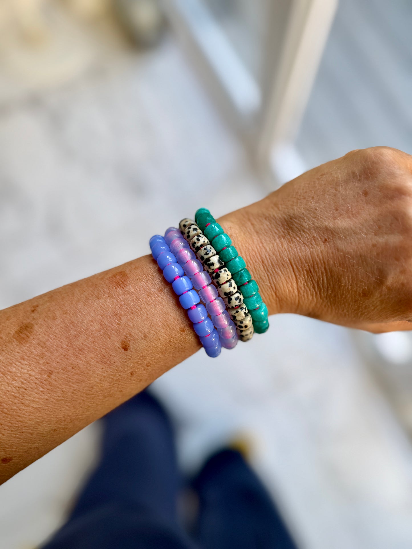 Sky Blue Glass Bead Bracelet