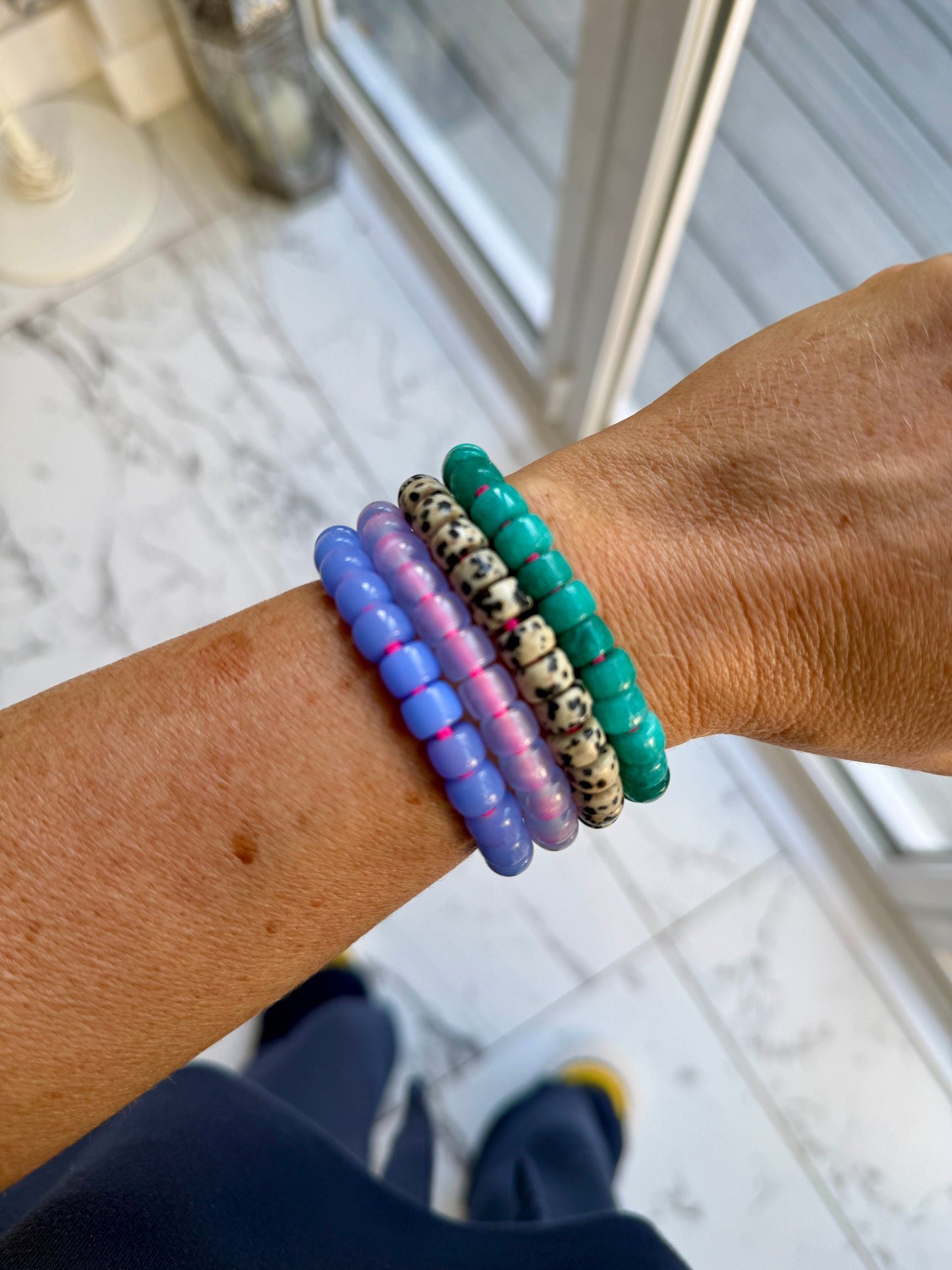 Sky Blue Glass Bead Bracelet