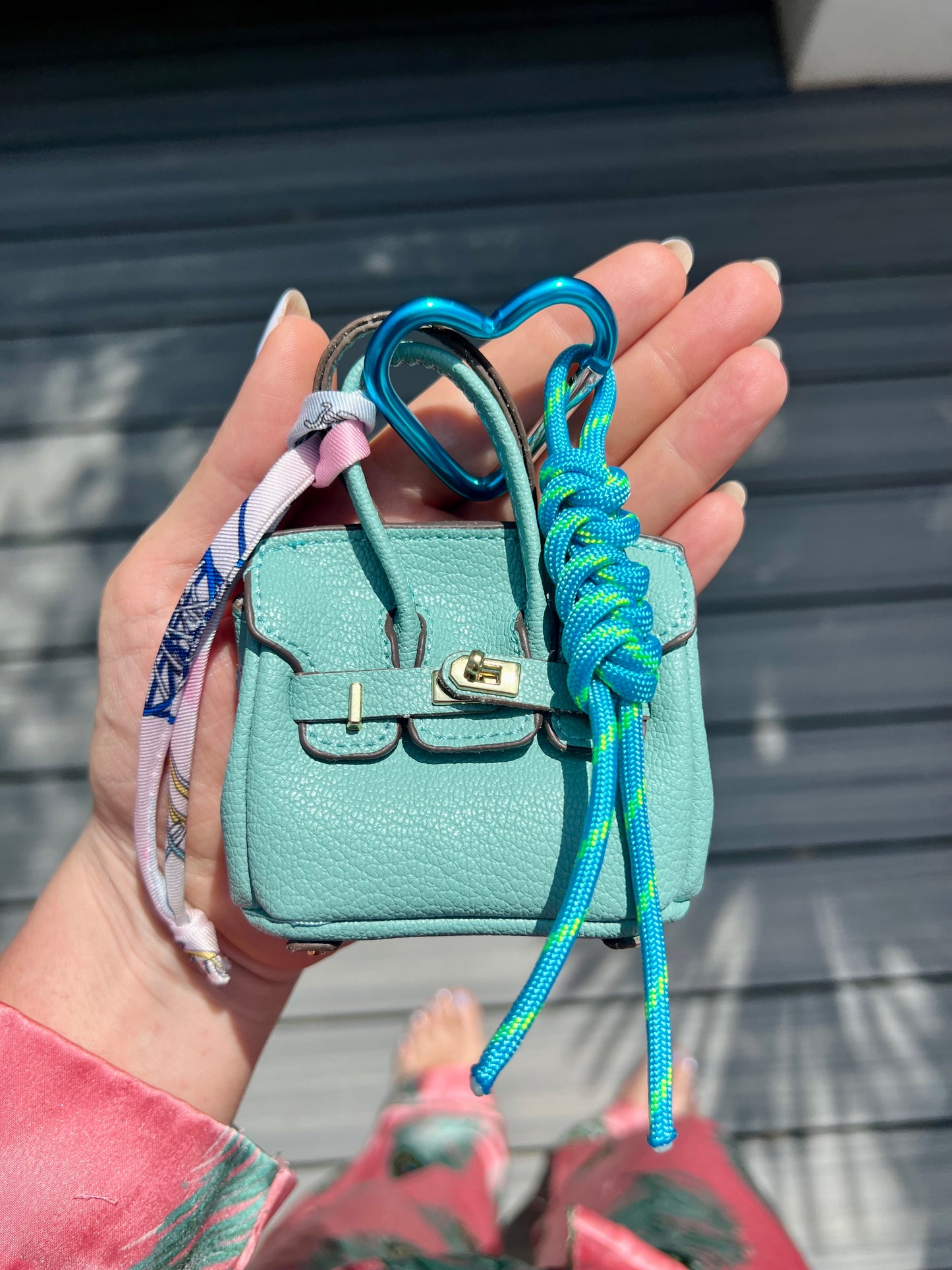 Blue Mini Birkin Bag Charm