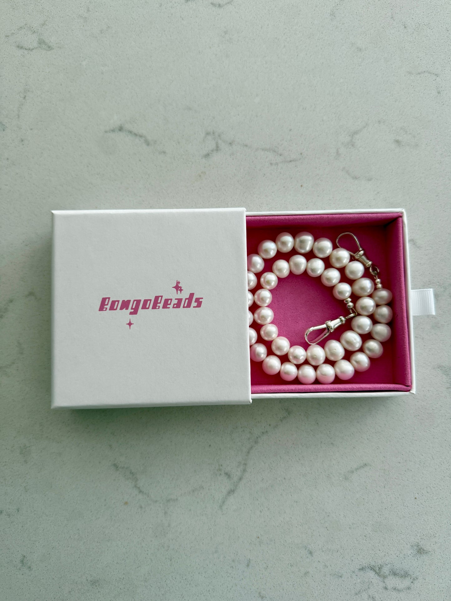 Chunky Pearl Necklace with Double Albert Clasp