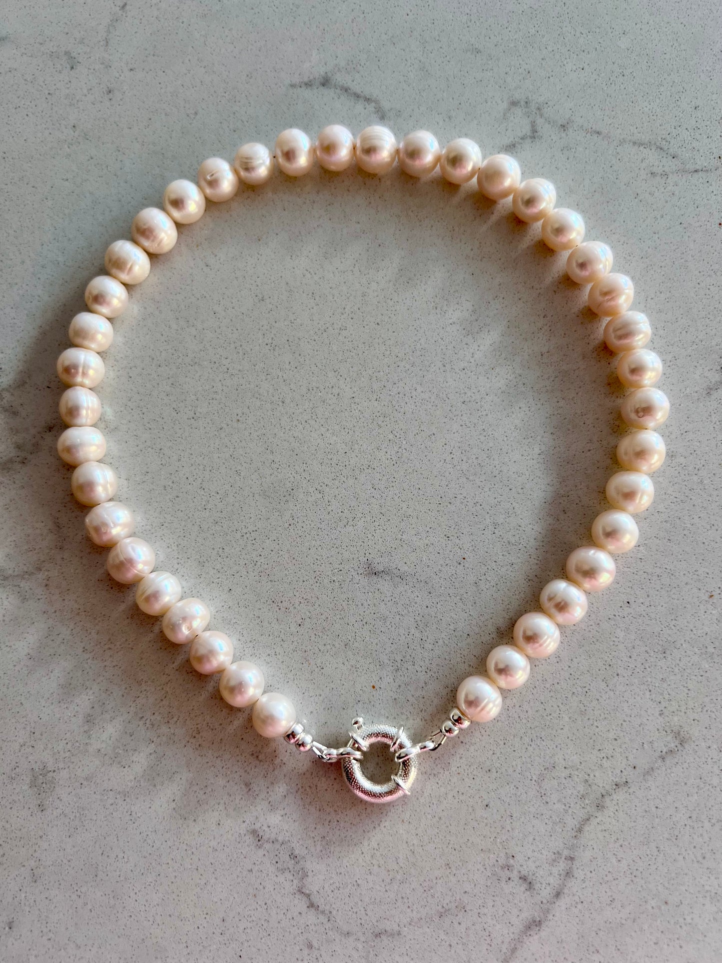 Chunky Pearl Necklace with Jumbo Clasp