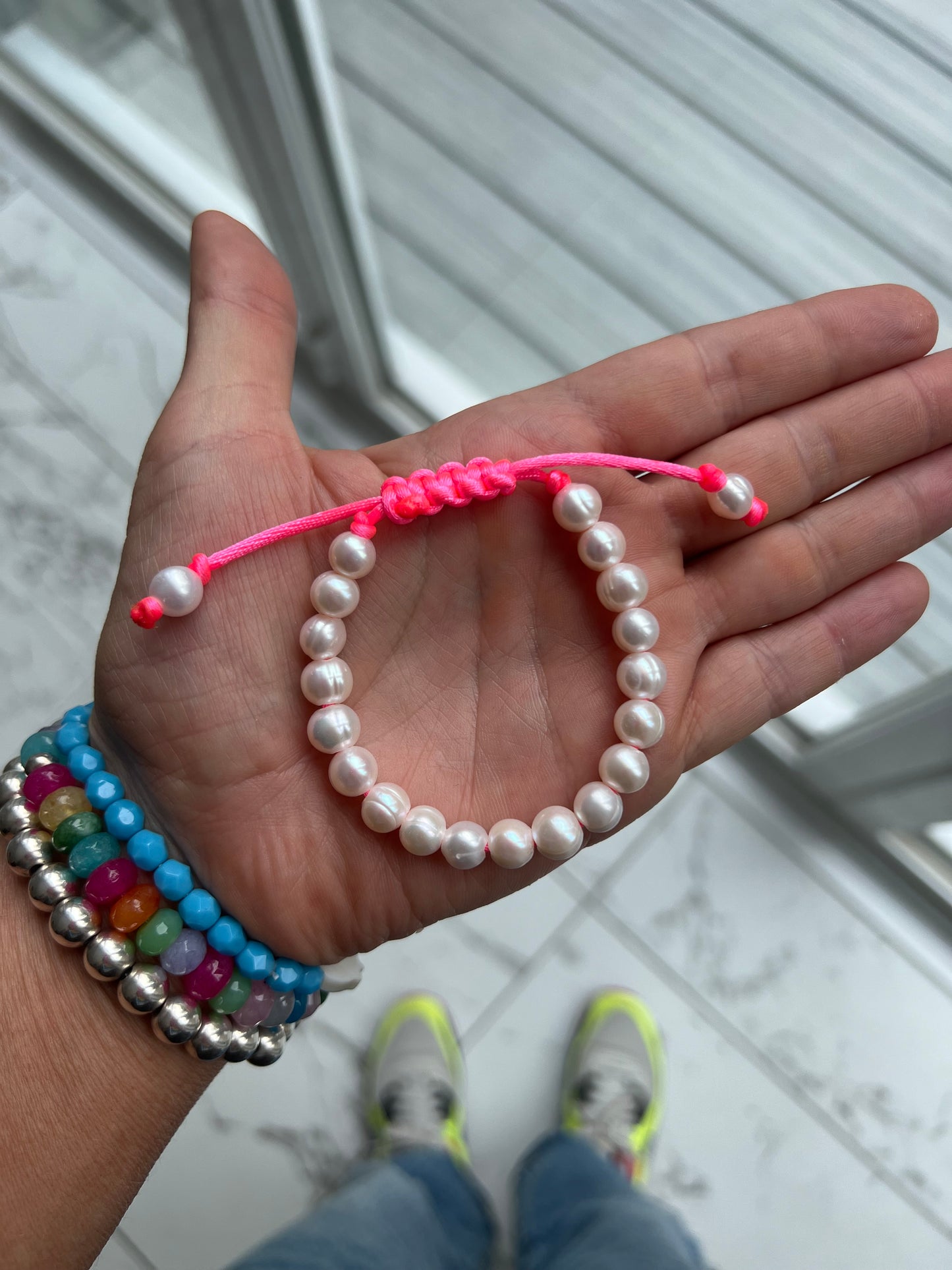 Neon Freshwater Pearl Bracelet