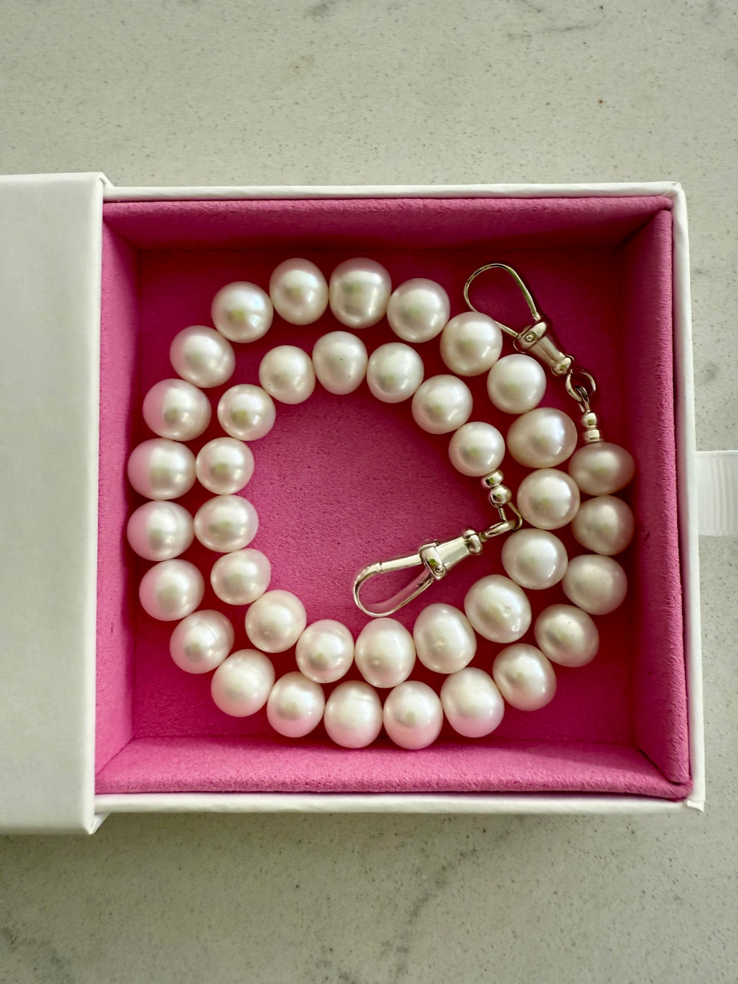 Chunky Pearl Necklace with Double Albert Clasp