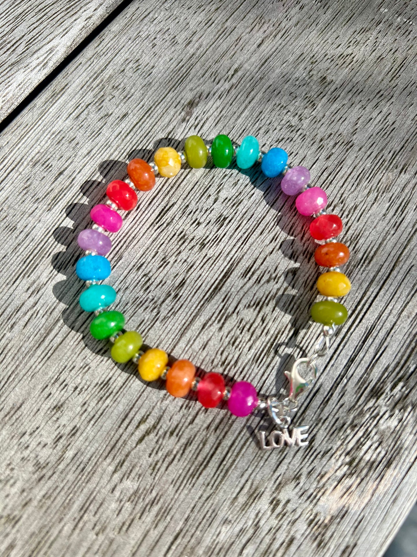 Juicy Gemstone Bracelet with Love Charm