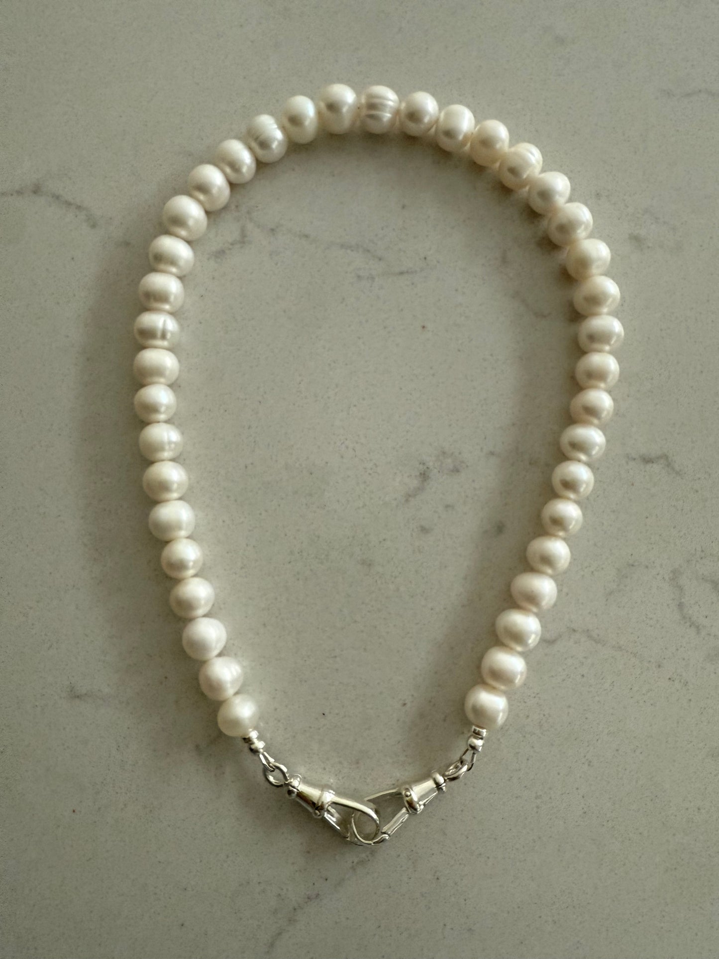 Chunky Pearl Necklace with Double Albert Clasp
