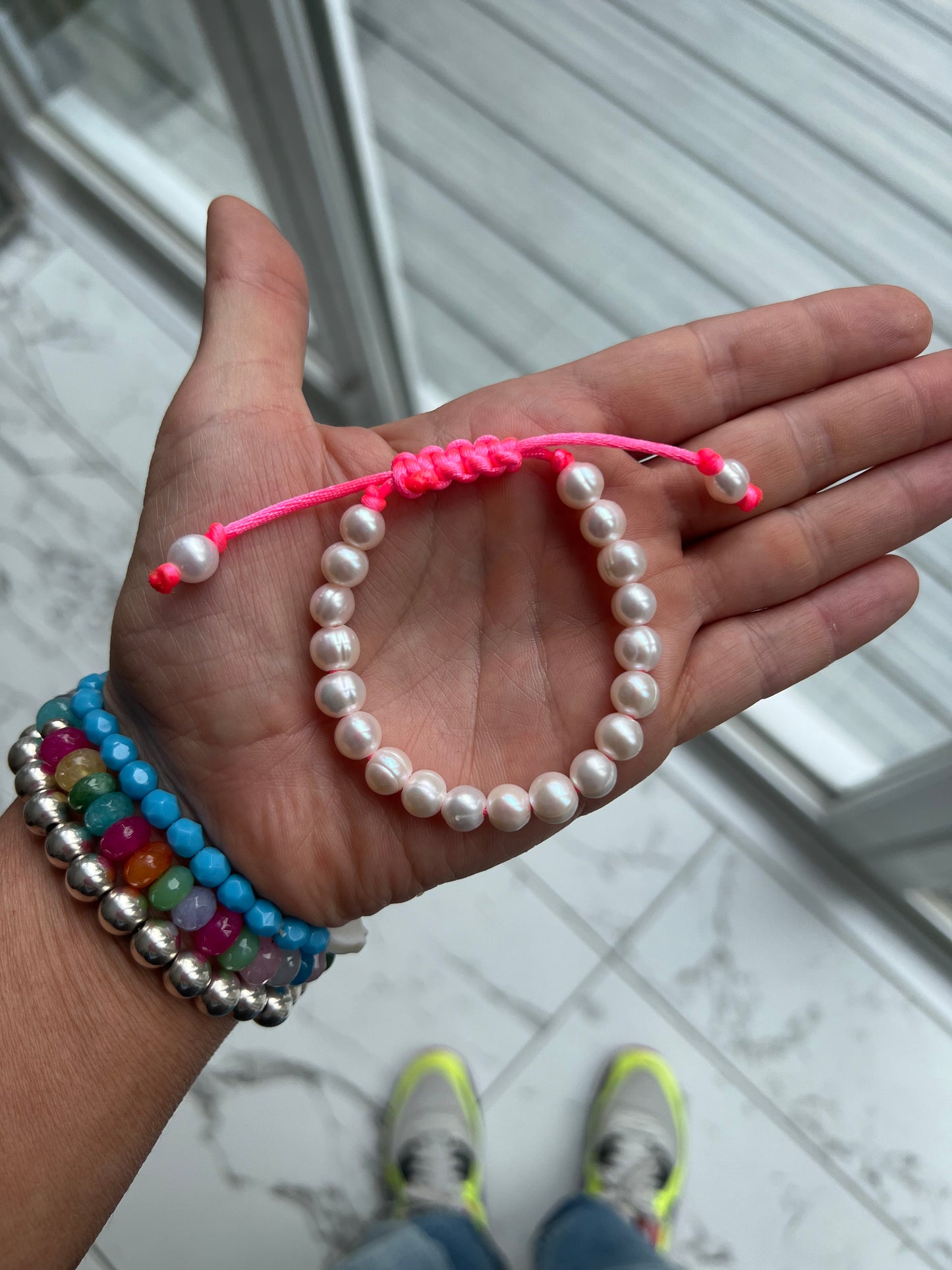 Neon Freshwater Pearl Bracelet