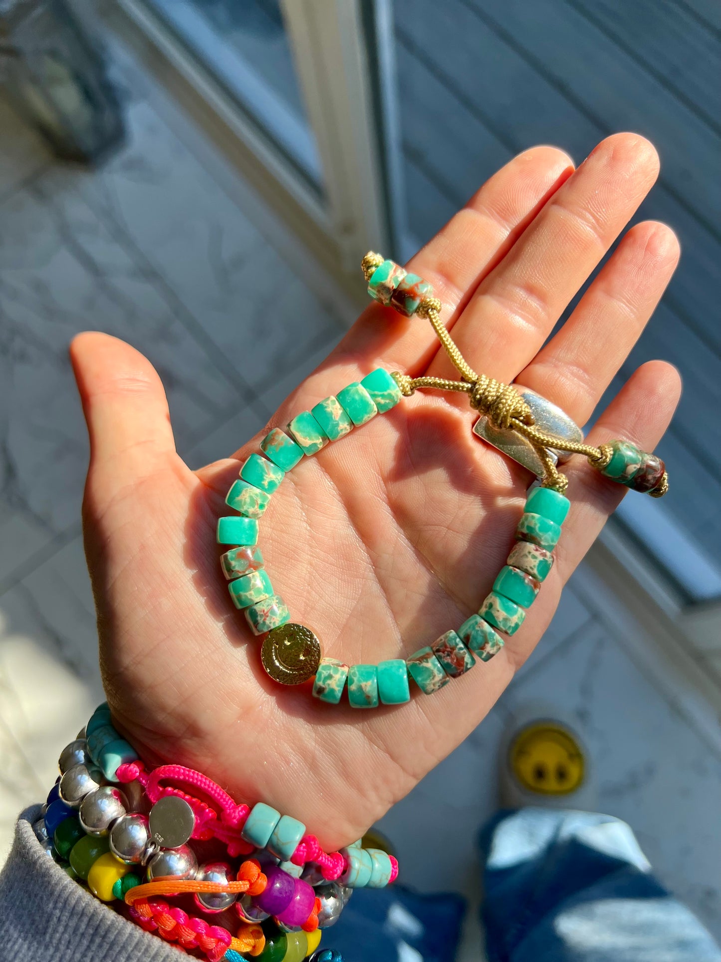 Gold Smiley Gemstone Bracelet