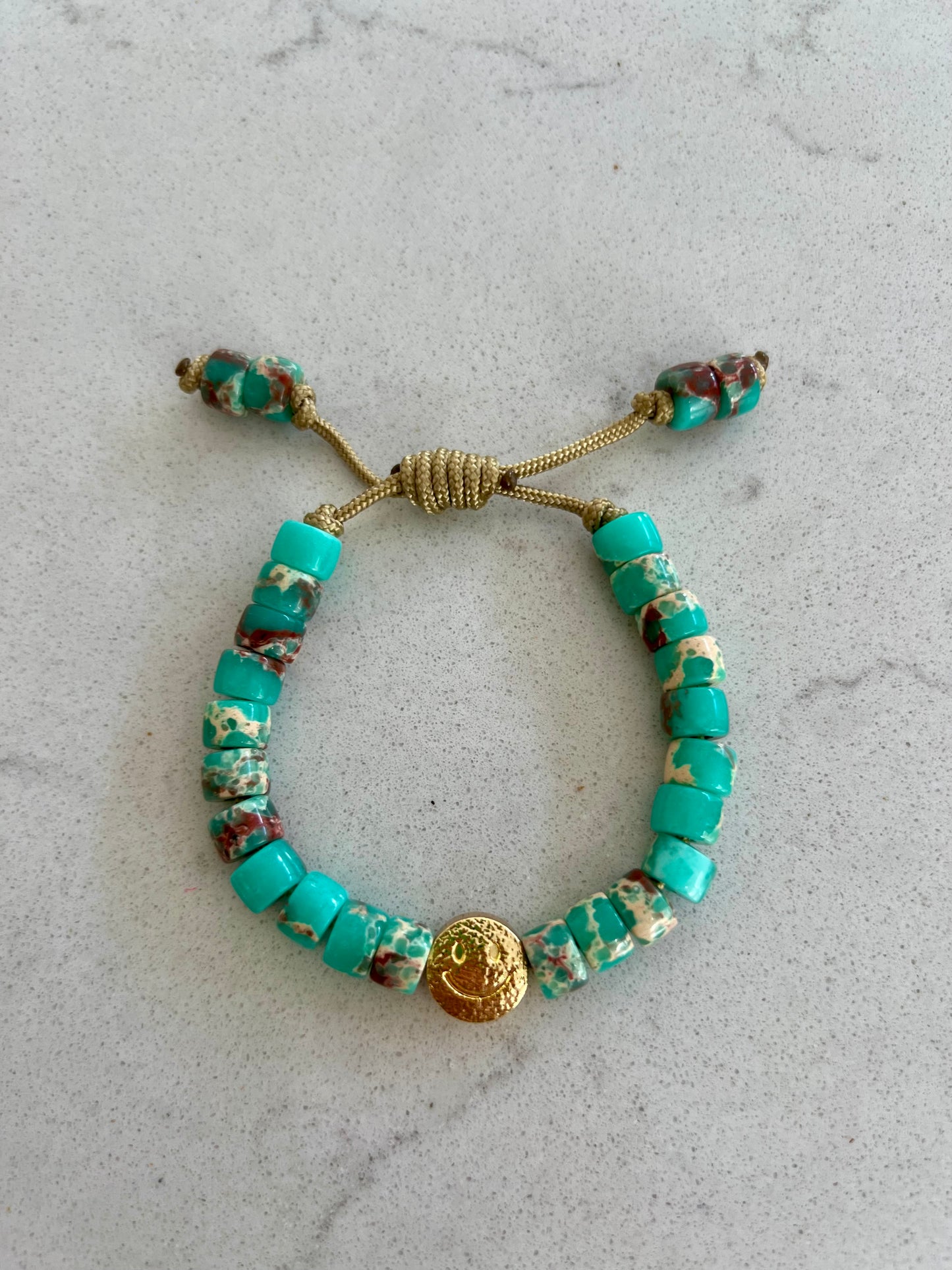 Gold Smiley Gemstone Bracelet