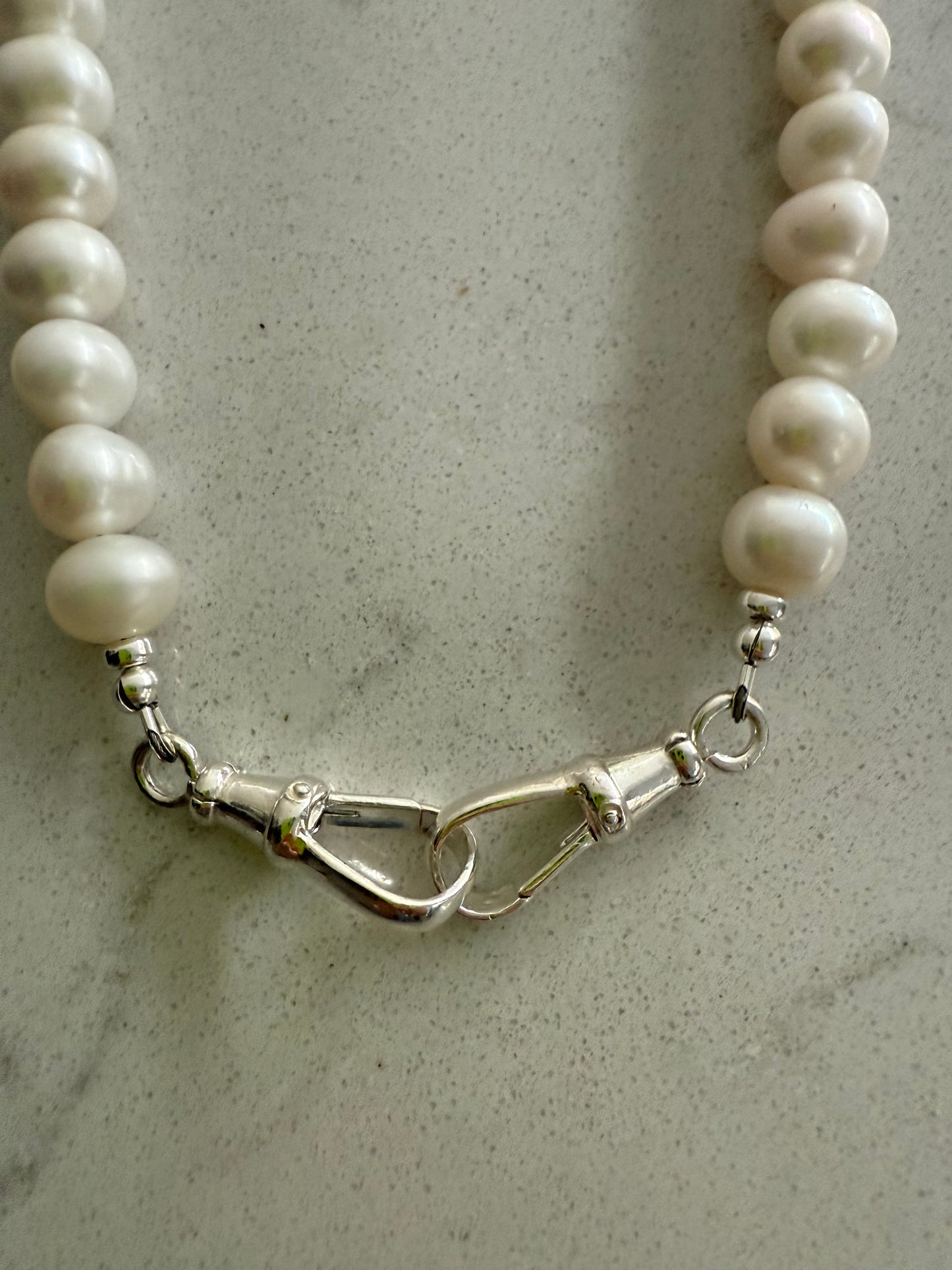 Chunky Pearl Necklace with Double Albert Clasp