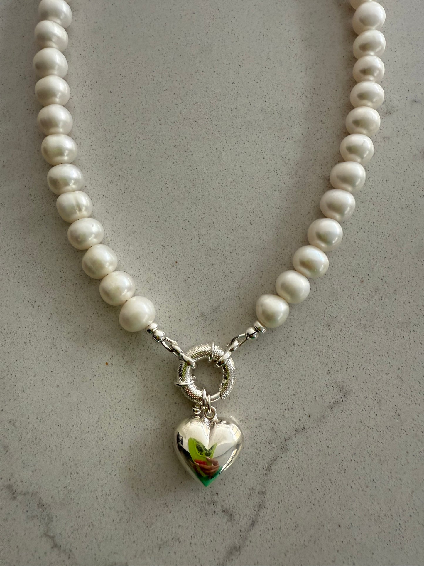 Chunky Pearl Necklace with Jumbo Clasp