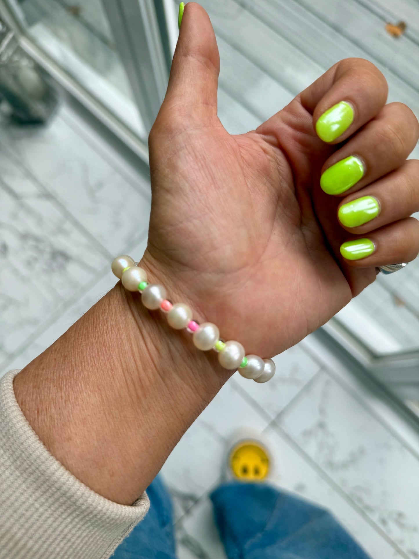 Neon Freshwater Pearl Bracelet