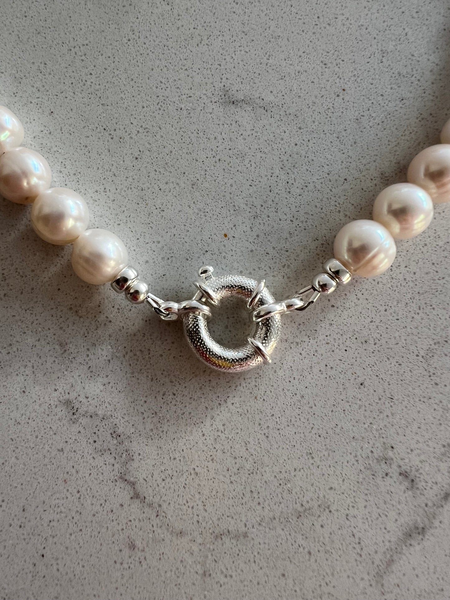 Chunky Pearl Necklace with Jumbo Clasp