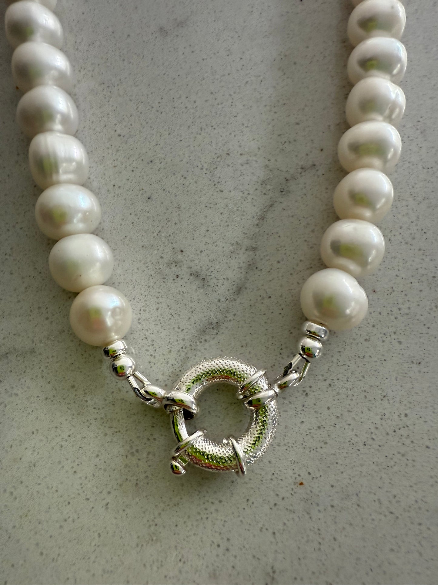 Chunky Pearl Necklace with Jumbo Clasp